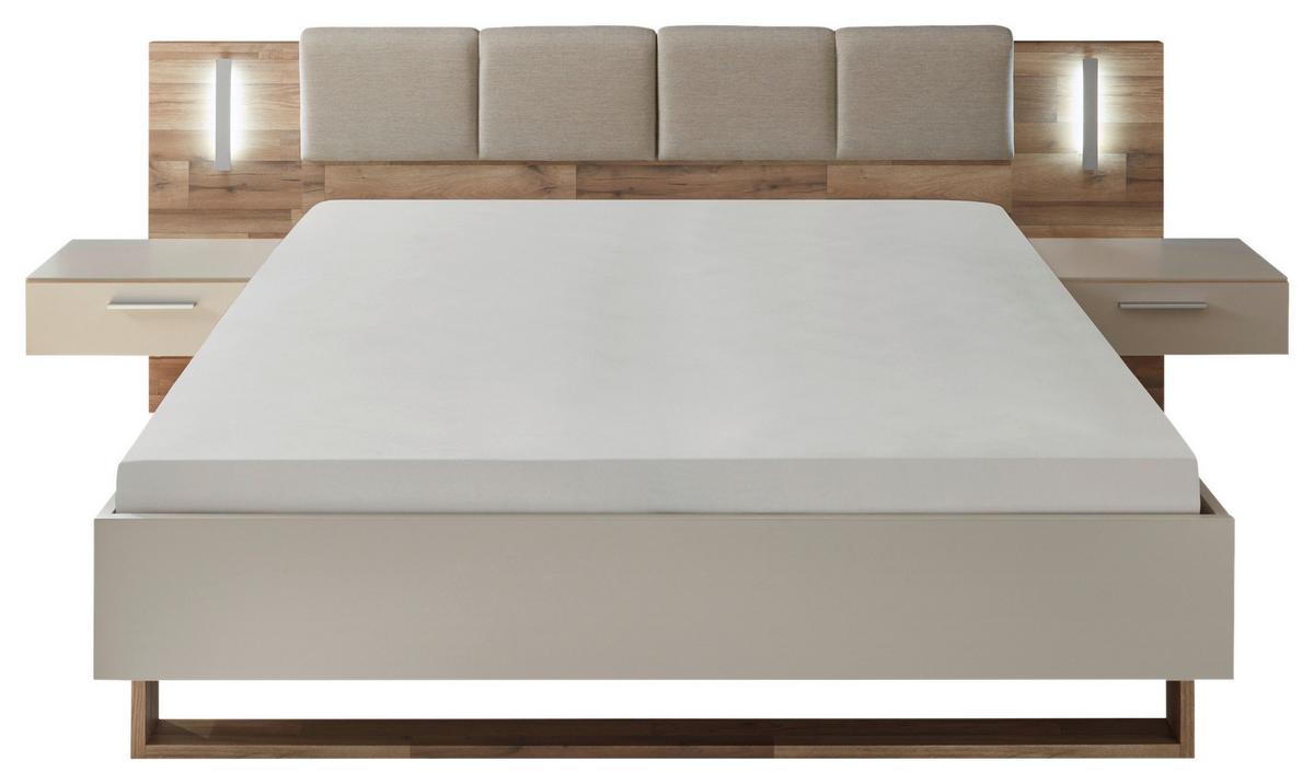 Posteljna Garnitura Cadore, B. Šampanjca, Hrasta, 180x200 - barve šampanjca/barve hrasta, Moderno, leseni material (180/200cm) - MID.YOU