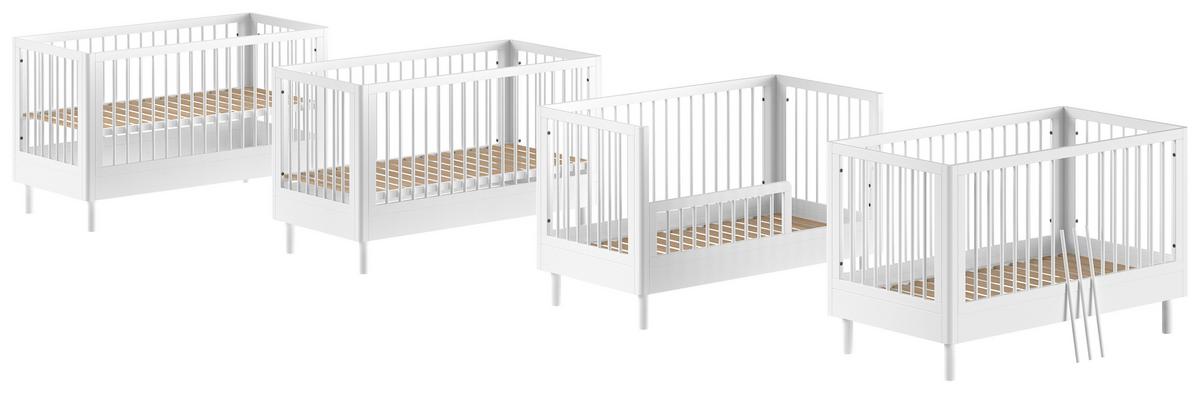 Gitterbett FORREST Weiß ca.70x140cm Echtholz Buche - Weiß, MODERN, Holz (70/140cm) - Vipack