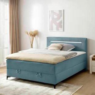 Boxbett Jerry Smaragdgrün ca. 120x200cm - Smaragdgrün/Schwarz, KONVENTIONELL, Textil (120/200cm) - Mömax