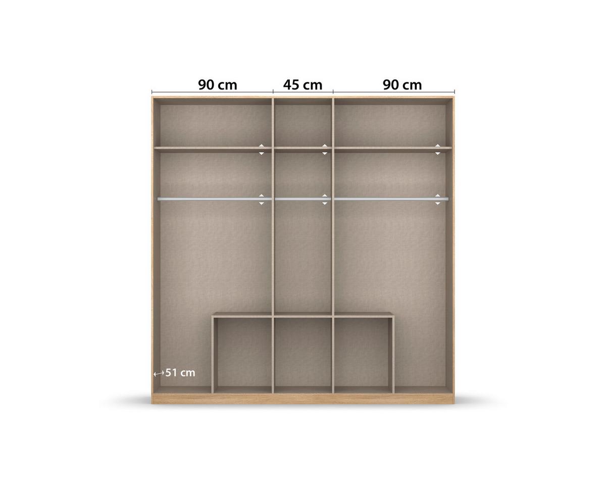 Drehtürenschrank Bingen Eichefarben - Alufarben/Sonoma Eiche, MODERN, Holzwerkstoff/Kunststoff (226/229/54cm) - Rauch Möbel