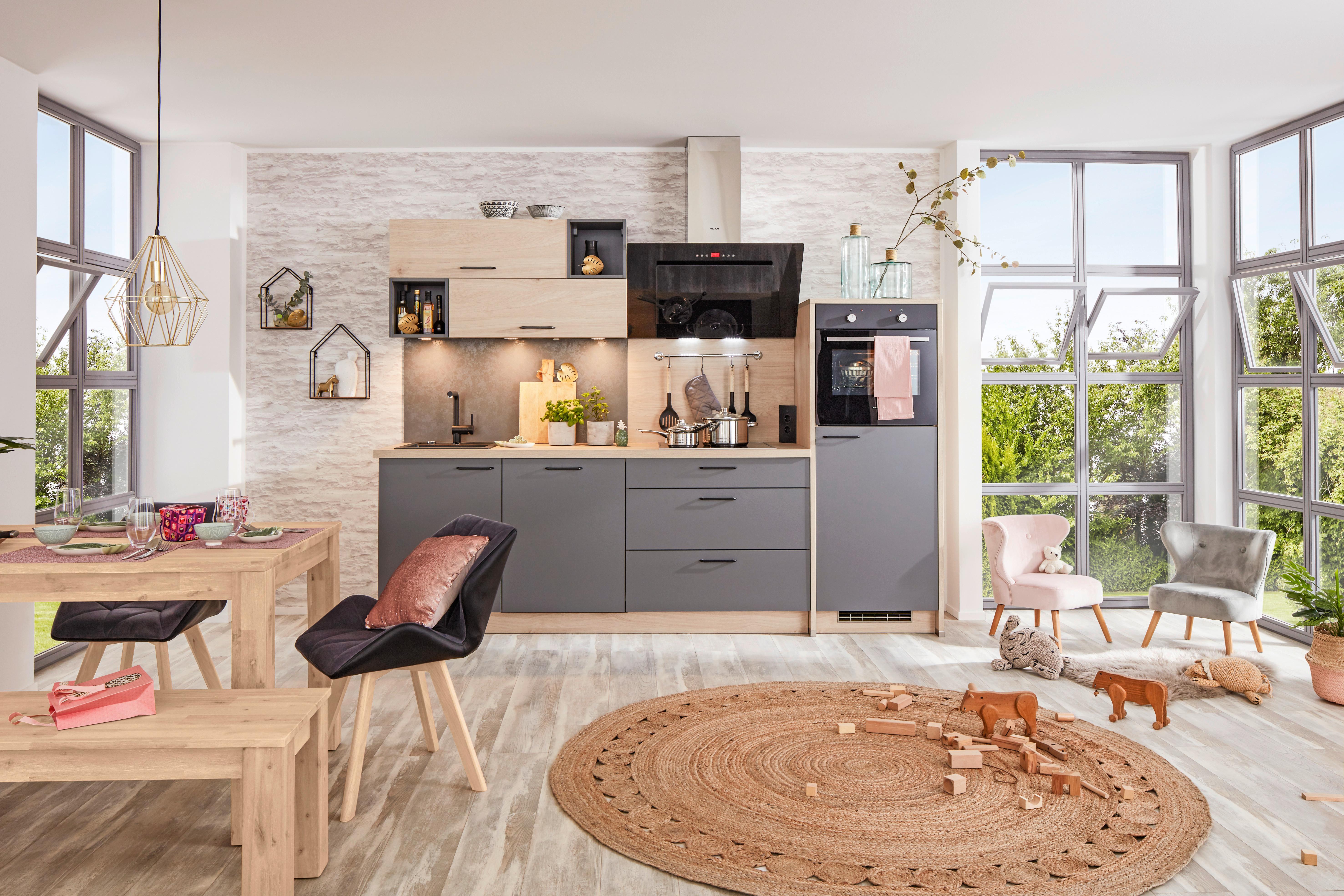 Küchenblock Win/Plan - Eichefarben/Anthrazit, MODERN, Holzwerkstoff (275ml) - Express-Kuechen