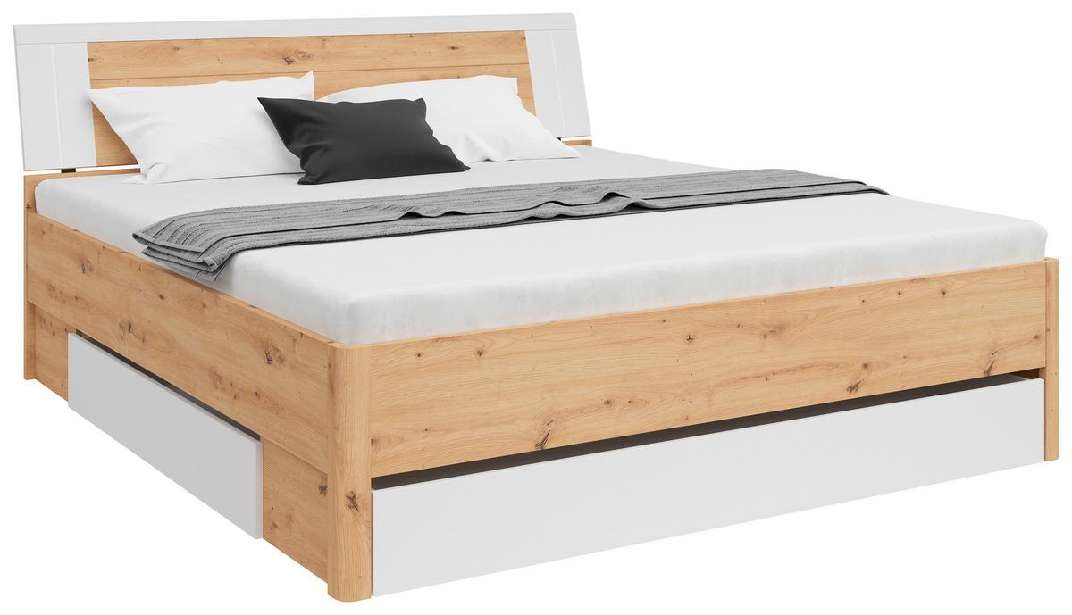 Postelja S Predali Saturn, Bela, Hrast, 180x200 - bela/barve grafita, Konvencionalno, leseni material (180/200cm)