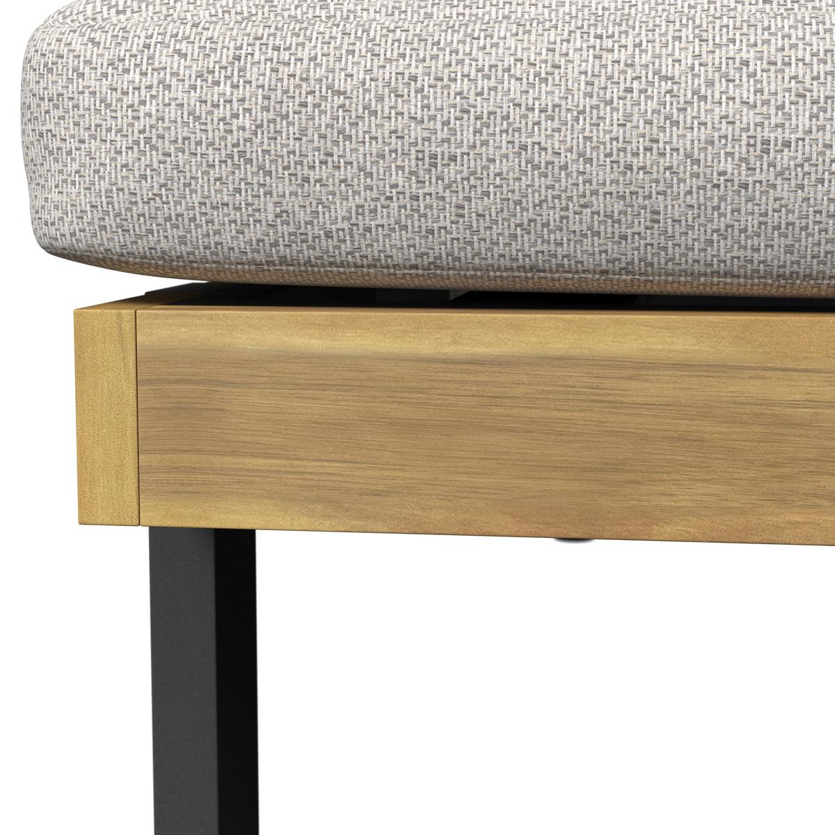 Gartenliege Elenyi creme/grau Metall/Outdoorstoff/Holz - Greige, MODERN, Holz/Textil (130/95/200cm) - Bessagi Garden