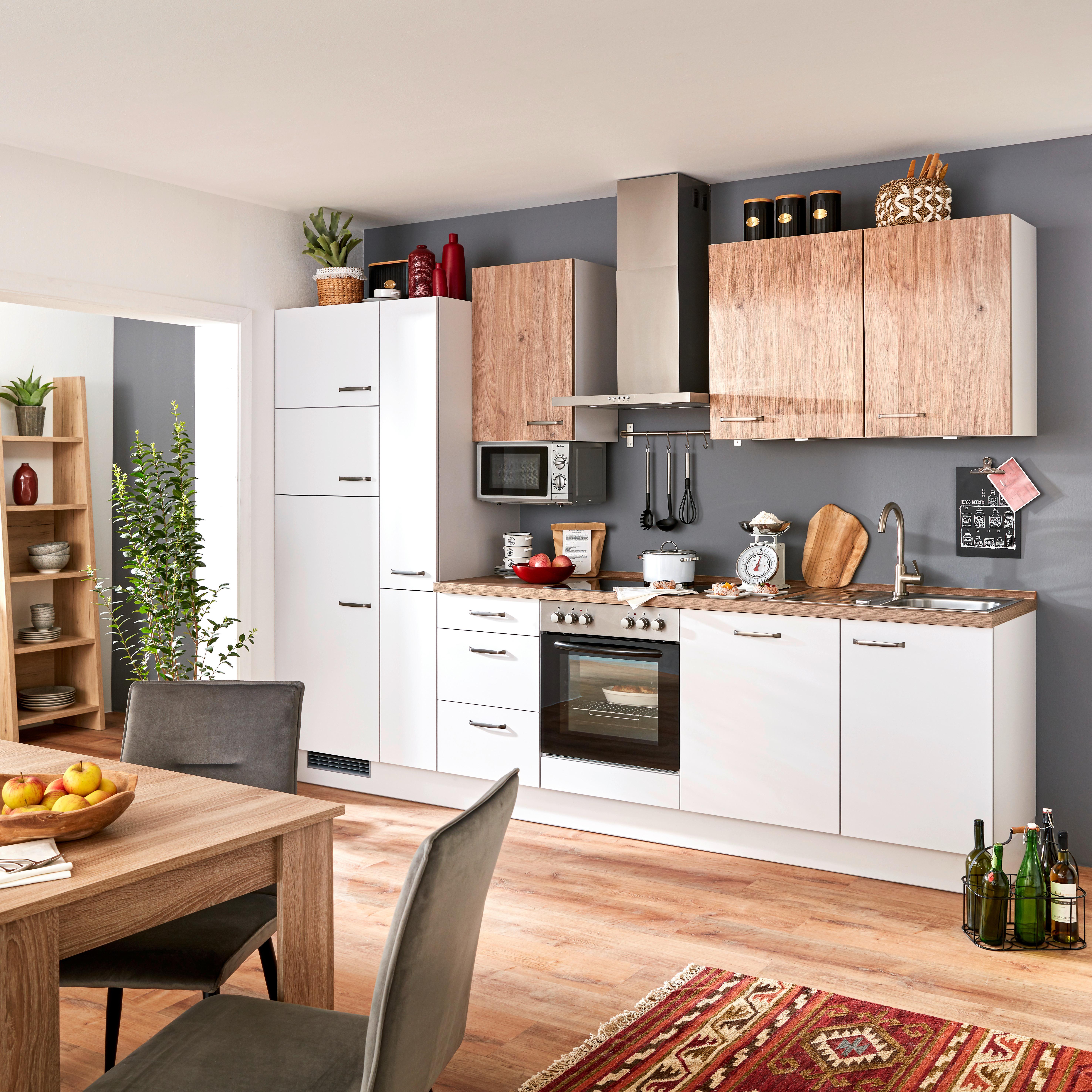 Küchenblock IP1200 - Eichefarben/Hellgrau, MODERN, Holzwerkstoff (310cm) - Impuls