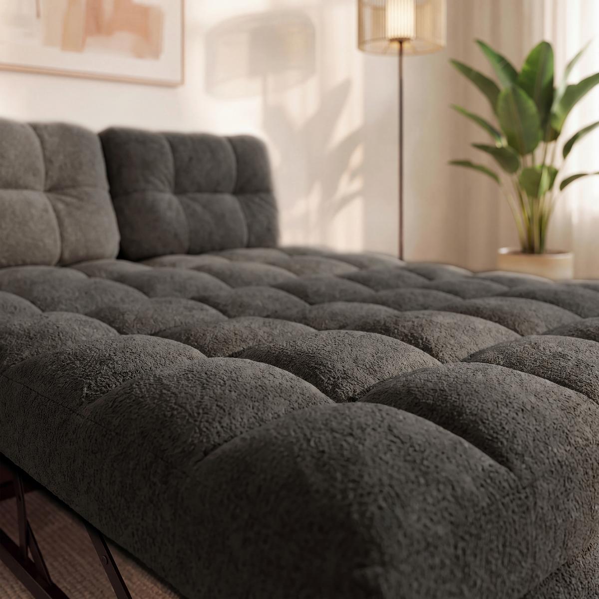 Schlafsofa Liara Webstoff Dunkelgrau - Dunkelgrau/Schwarz, MODERN, Holz/Textil (137/87/110cm) - Bessagi Home