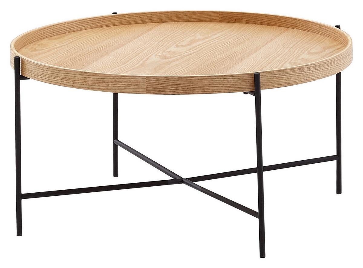 Couchtisch rund Holzdekor Braun/Schwarz - Schwarz/Braun, MODERN, Holzwerkstoff/Metall (78/78/40cm) - MID.YOU
