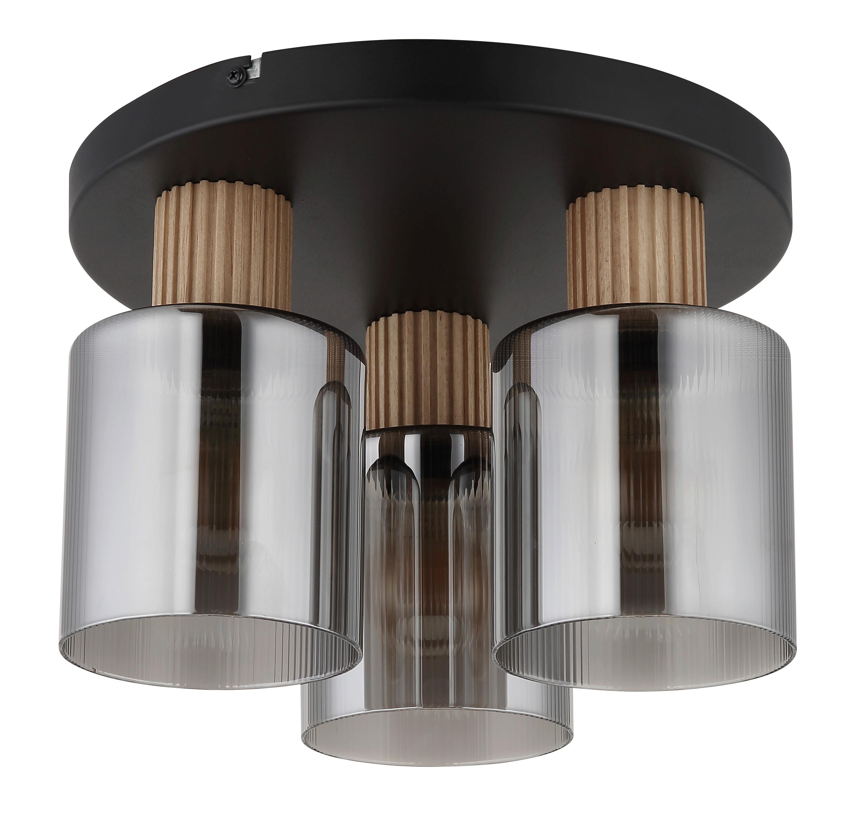 Mennyezeti Lámpa 15768-3d - sötétbarna/fekete, Natur, műanyag/Üveg (30/21cm) - Globo