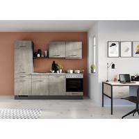 Küchenblock inkl. 5 E-Geräte IP1200 Grau - Graphitfarben/Schwarz, Trend, Holzwerkstoff/Metall (240cm) - Impuls