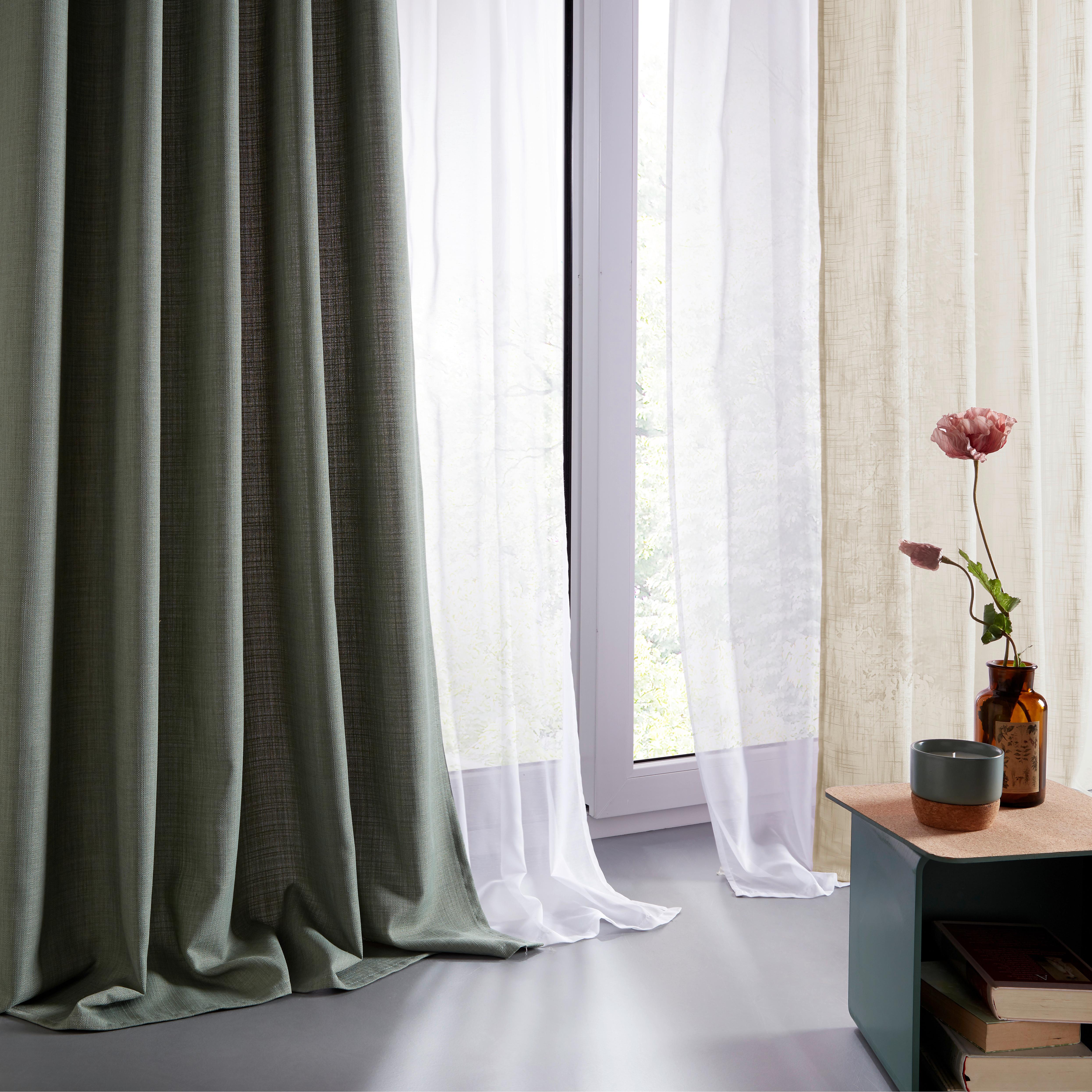 GARDINLÄNGD LEO -AKT- -EXT- - olivgrön, textil (135/255cm) - Premium Living