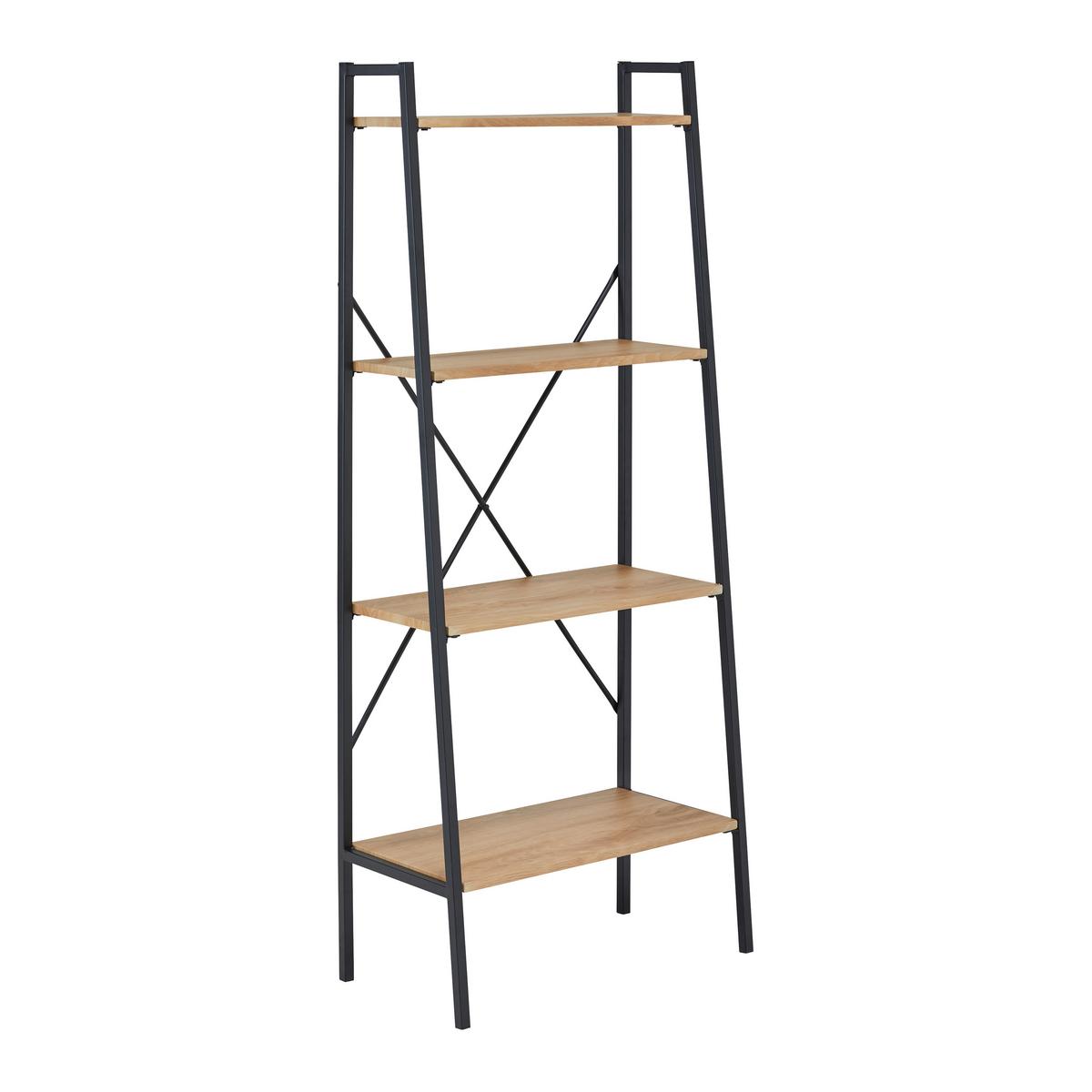 Standregal Giorgia ca. 60x148 cm Naturfarben/Schwarz MDF - Schwarz/Naturfarben, MODERN, Holz/Metall (60/148/32cm) - Bessagi Home