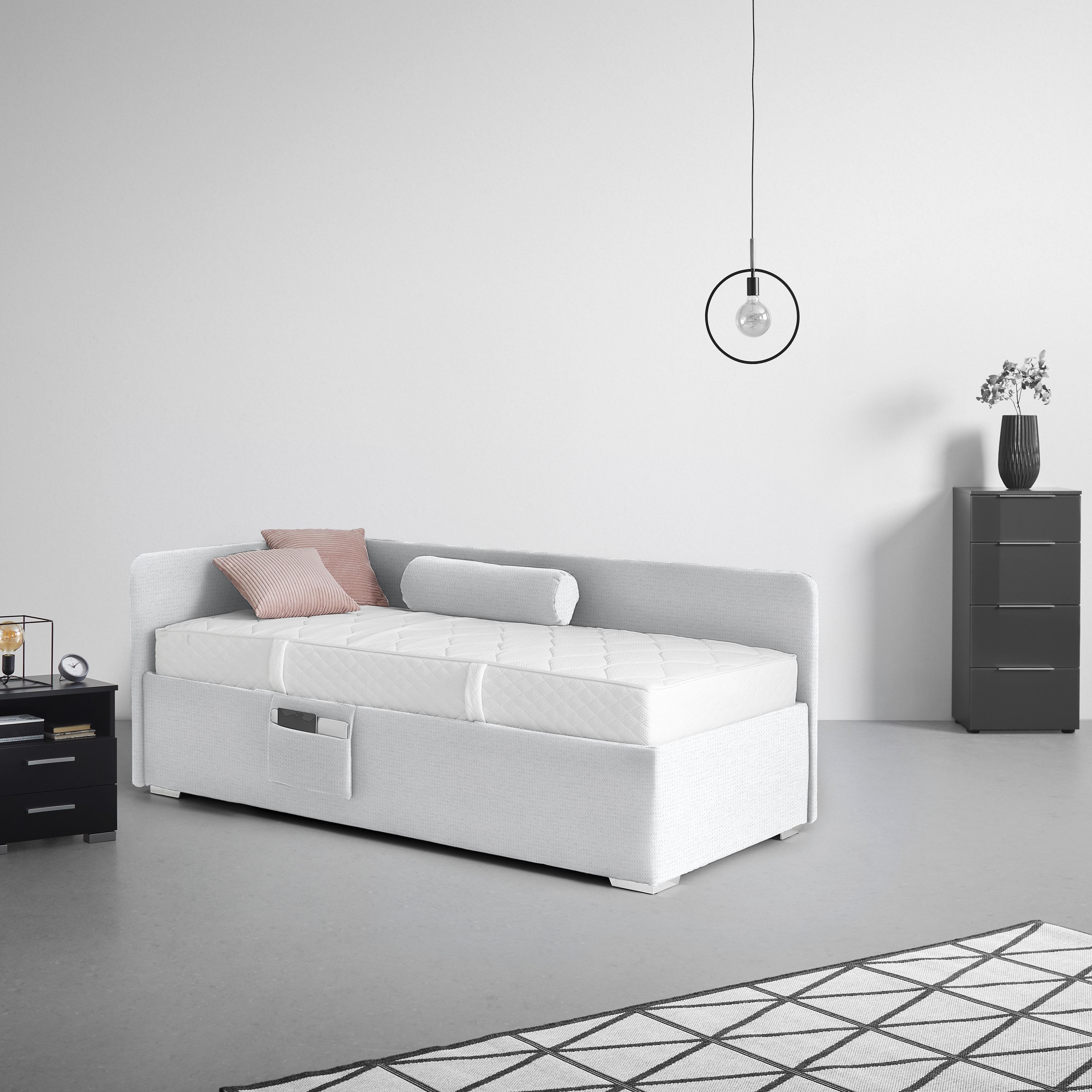 Krevet Remi - bijela/prirodne boje, Konvencionalno, drvo/tekstil (90/200cm) - Based