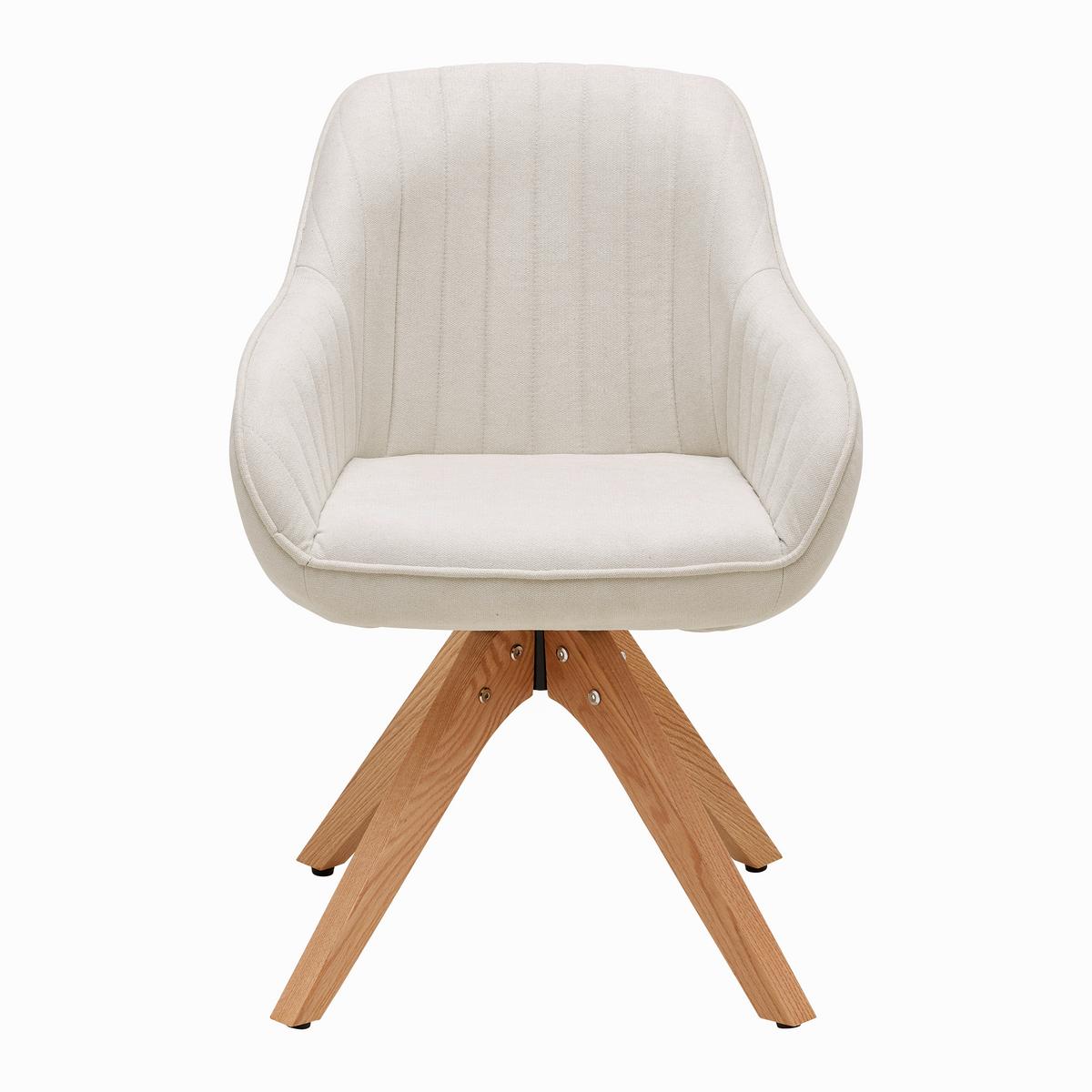Armlehnstuhl Leonie Creme Webstoff Drehbar Gepolstert - Creme/Naturfarben, MODERN, Holz/Textil (60/84/61cm) - Bessagi Home
