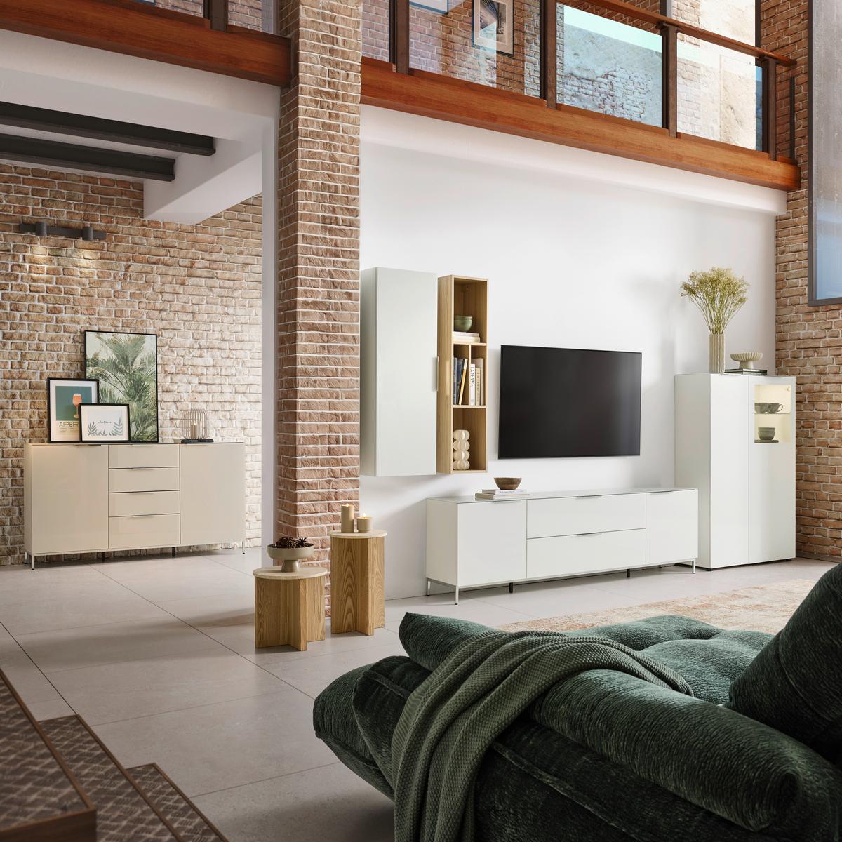 Vitrine Siena Weiß - Chromfarben/Schwarz, MODERN, Glas/Holzwerkstoff (105/151/40cm) - Premium Living