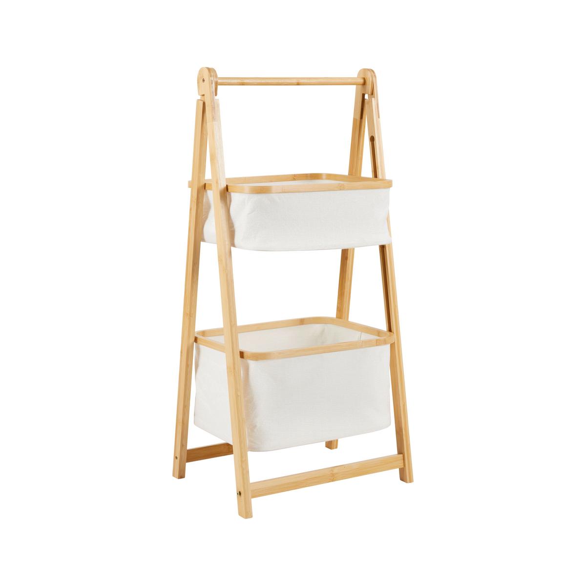 REGAŁ DO PRZECHOWYWANIA MISAKI - kremowy, Modern, drewno/tkanina (44/35/99cm) - Bessagi Home