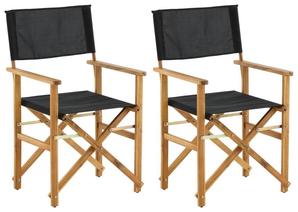 Klappstuhl Marion ca. 53x90x55 cm Akazie/Schwarz - Schwarz/Akaziefarben, KONVENTIONELL, Holz/Textil (53/90/55cm) - Gardenson