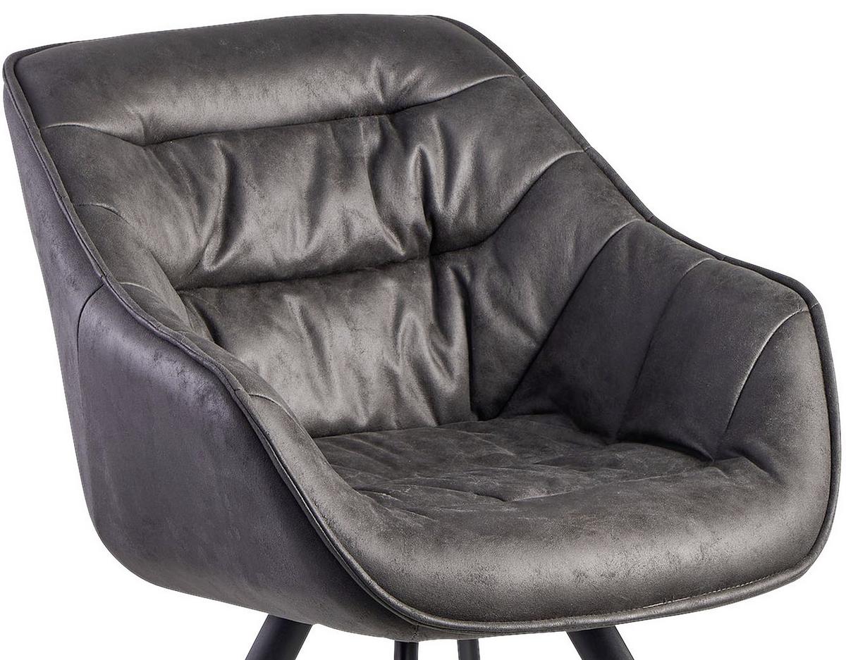 ARMLEHNSTUHL WOHNLING - Schwarz/Grau, Modern, Textil/Metall (60/85/64cm) - MID.YOU