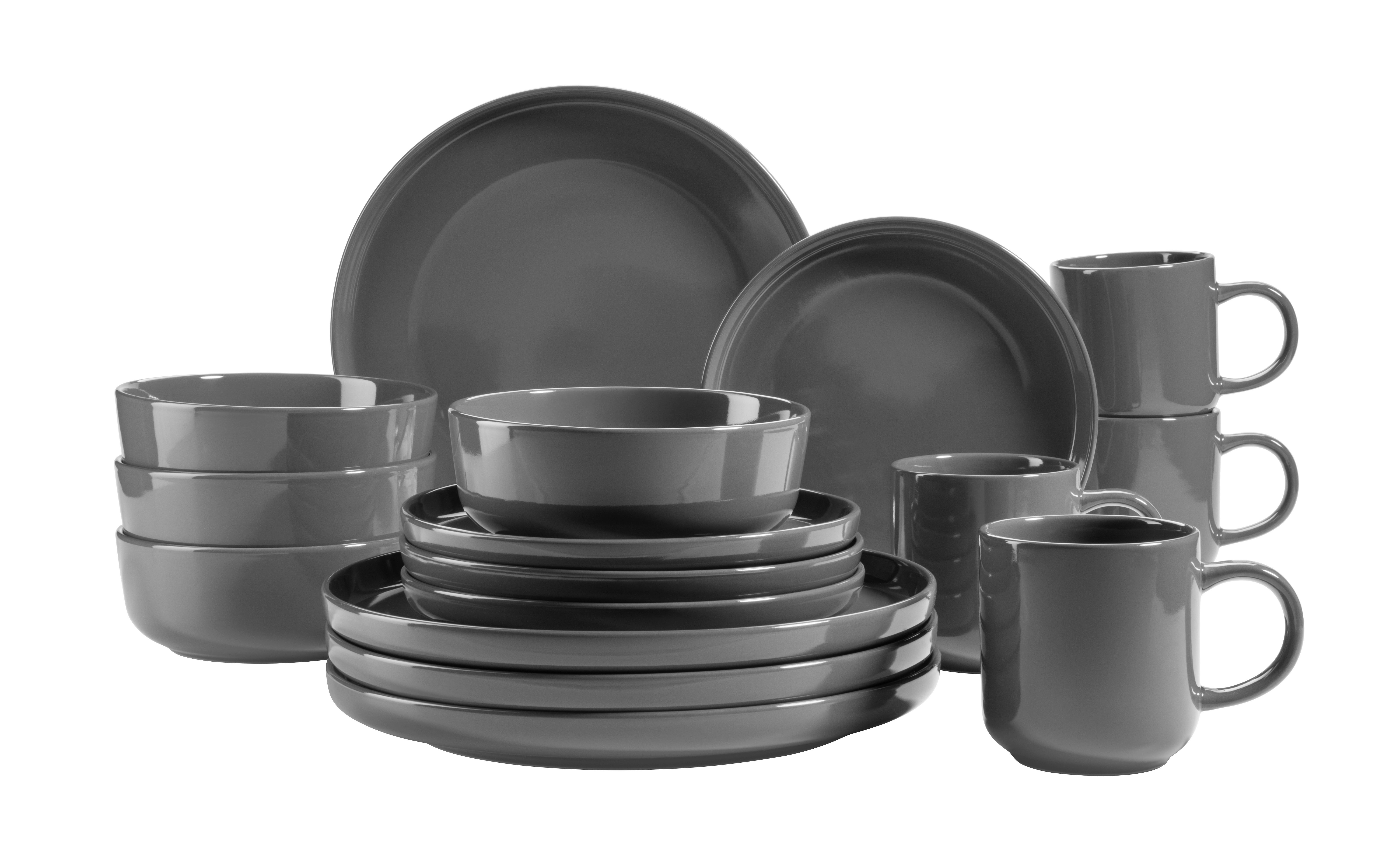 SET DE VAISSELLE 931960 GRAU POSTSICHER - gris, Basics, céramique (32/31,5/30cm) - Mäser