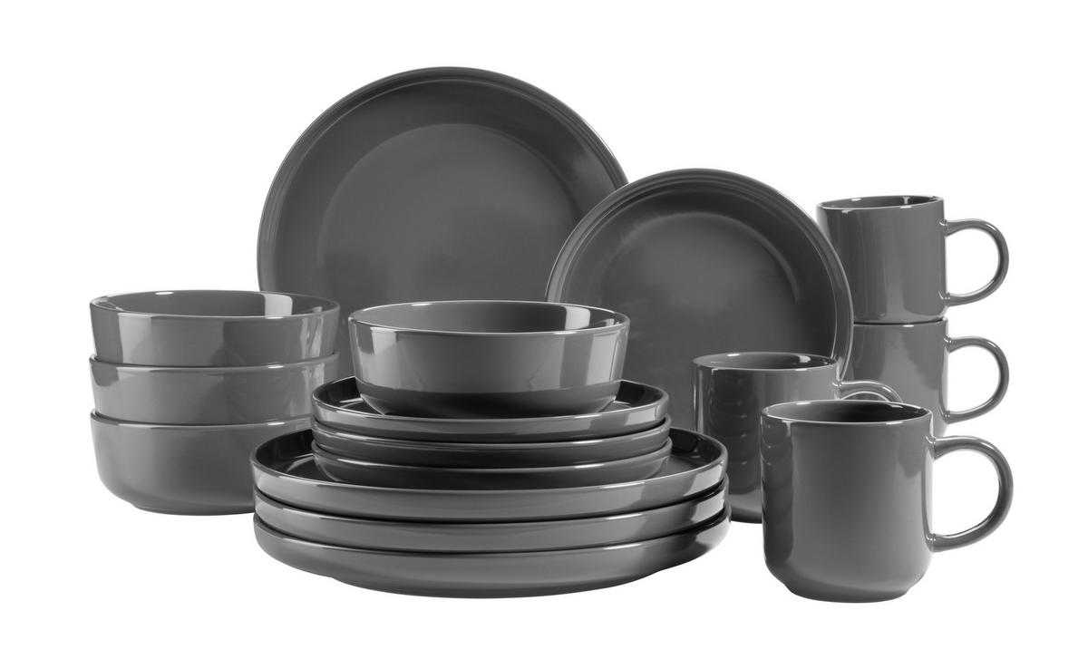 SET DE VAISSELLE 931960 GRAU POSTSICHER - gris, Basics, céramique (32/31,5/30cm) - Mäser