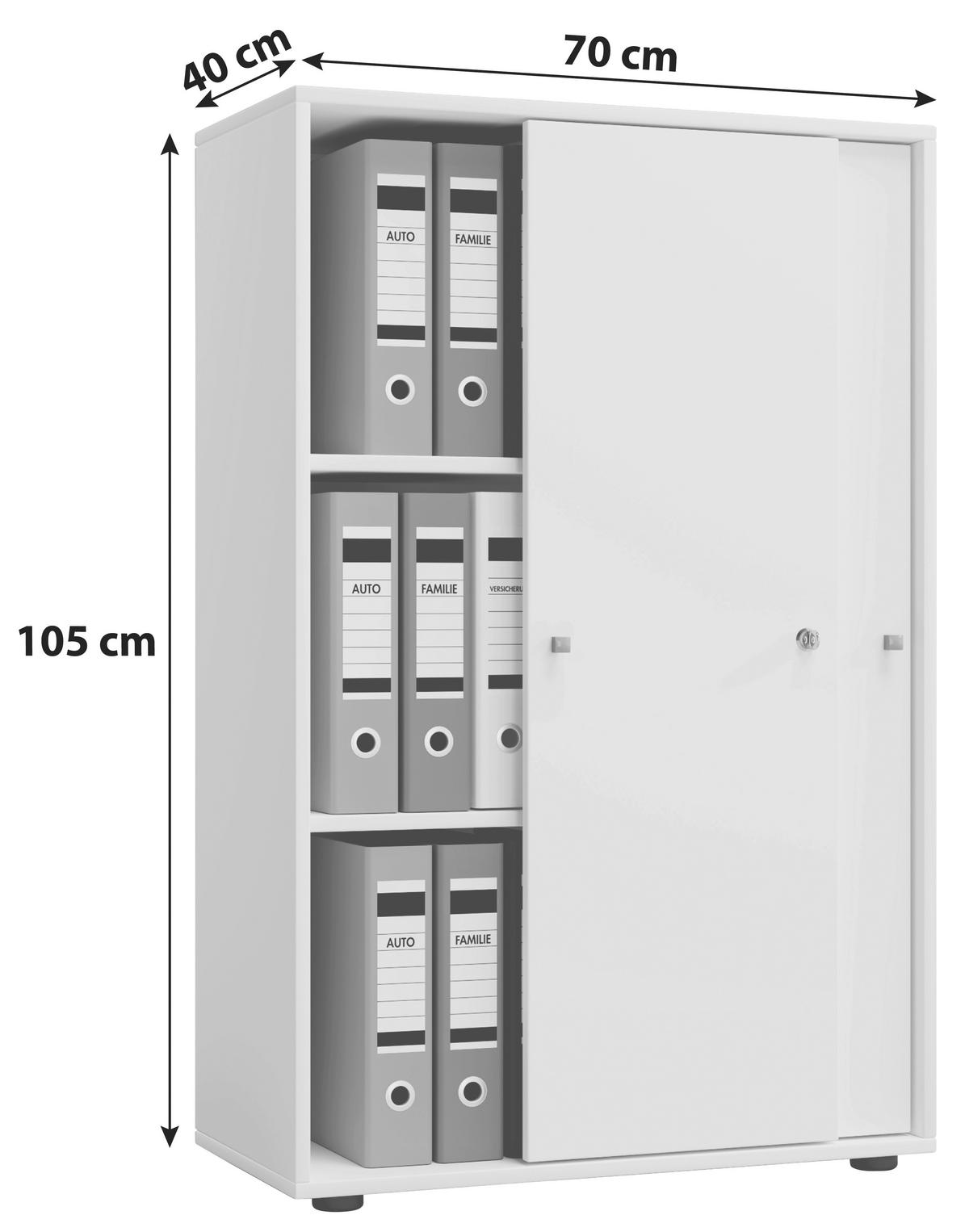 Pisarniška Omara Lona Xl, Bela - bela, Basics, leseni material (70/105/37cm) - MID.YOU