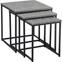 Set mese auxiliare Rock - negru/gri, Modern, hârtie/metal (40-35-30/42-39-36/40-35-30cm) - Modern Living
