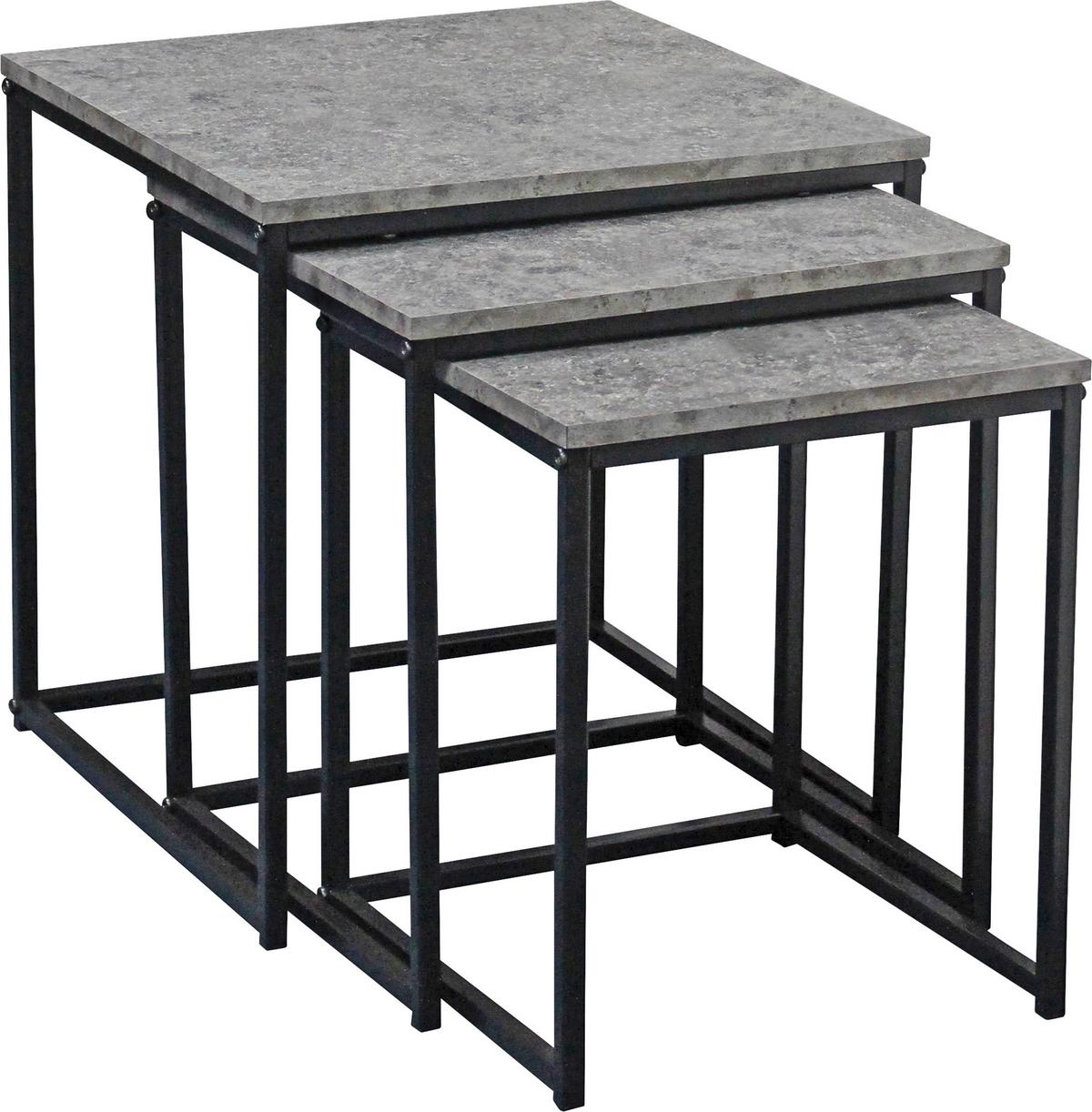 Set mese auxiliare Rock - negru/gri, Modern, hârtie/metal (40-35-30/42-39-36/40-35-30cm) - Modern Living