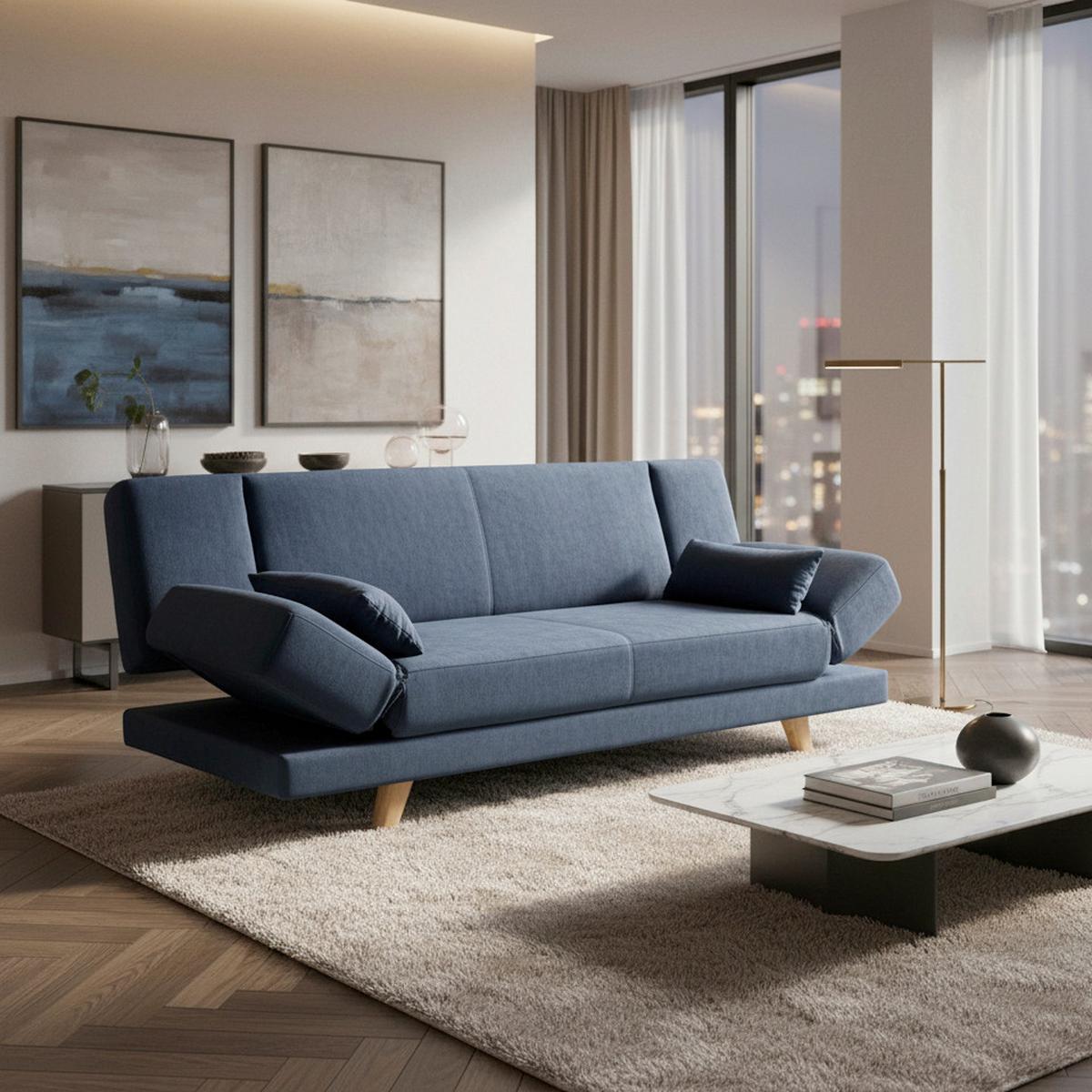 Canapea extensibila FUNKY - albastru, Modern, textil (183/73/79cm) - Bessagi Home