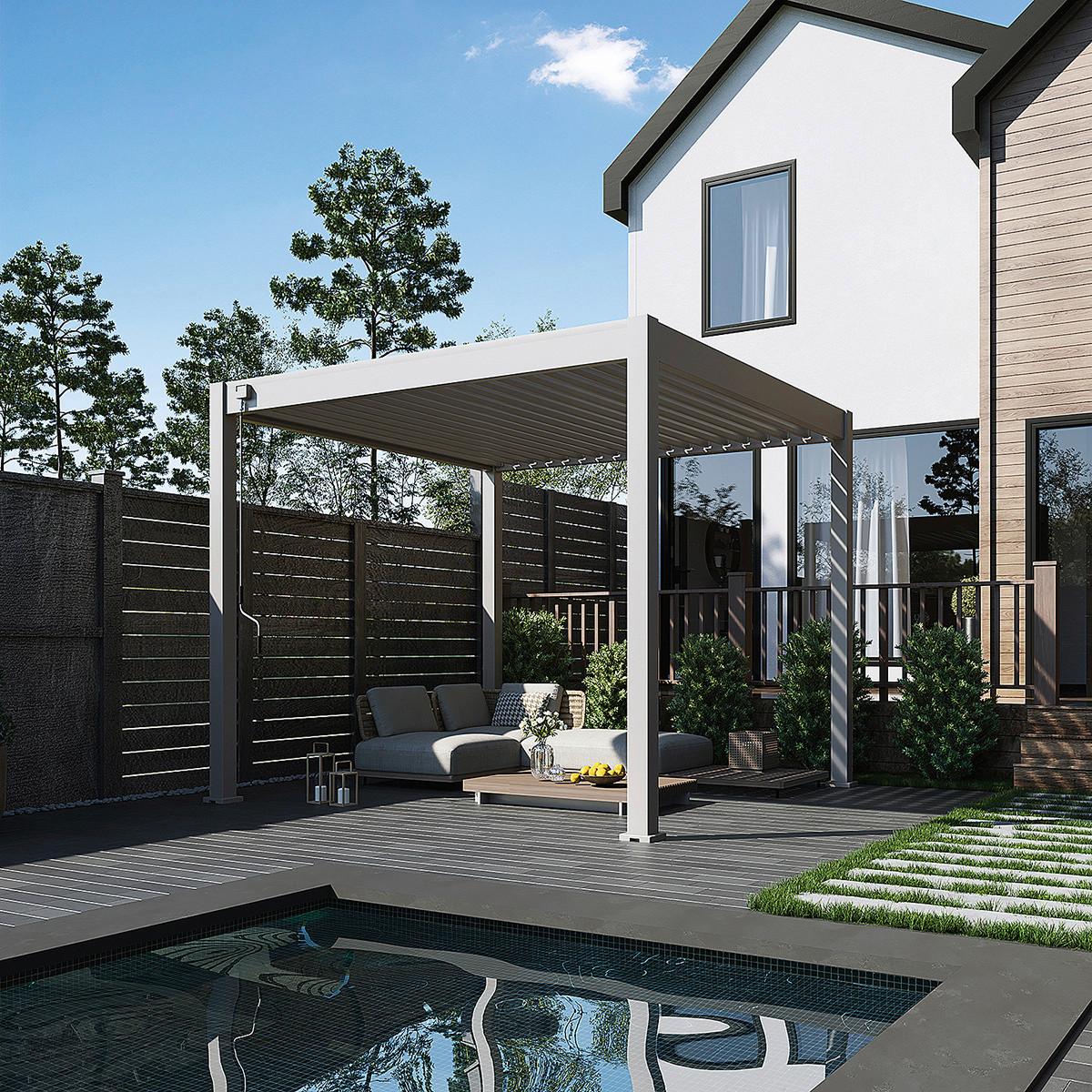 Pergola Trumpf, Biserna Barva, 3x3m - biserna, Basics, kovina (300/255/300cm) - Gardenson