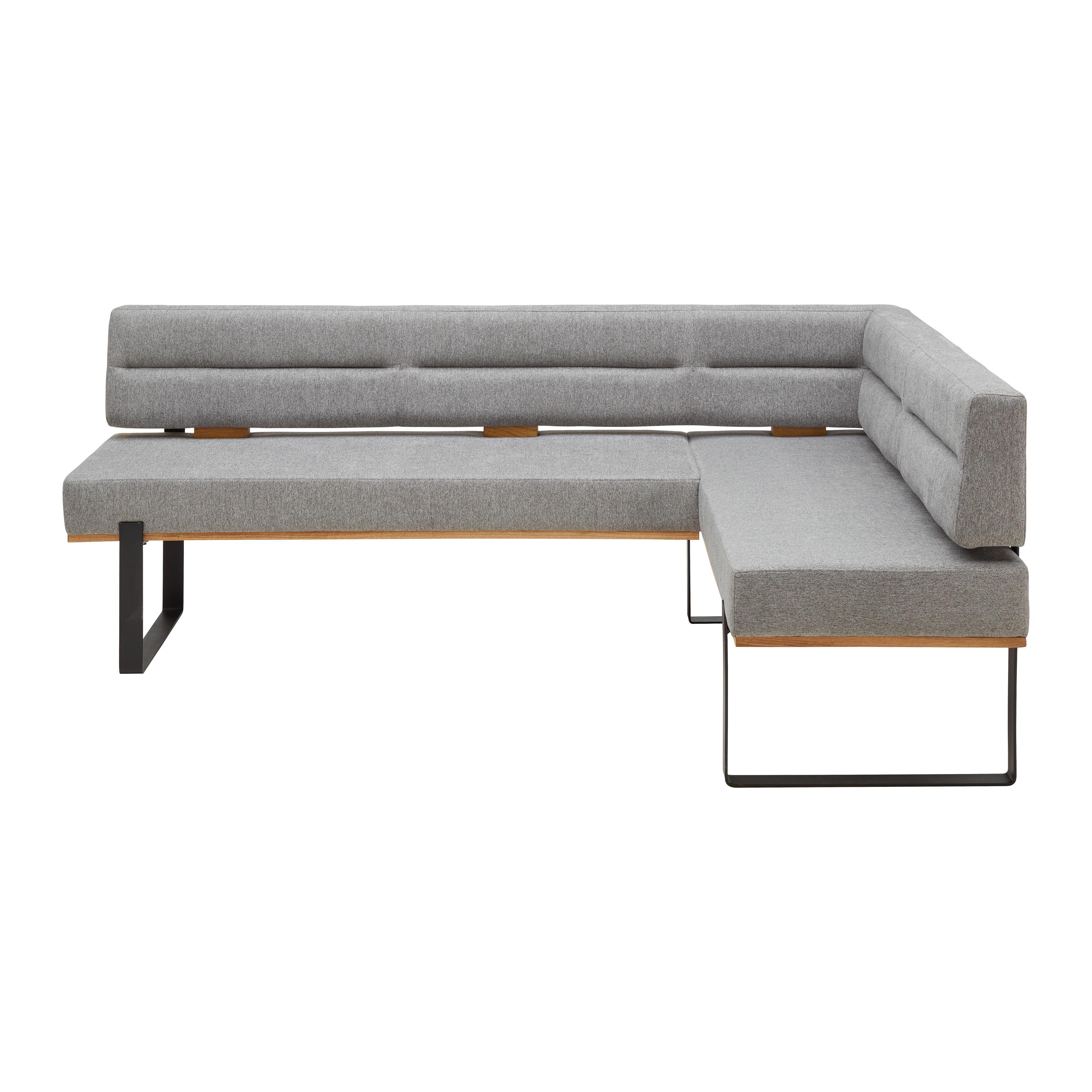 Eckbank in Grau - Schwarz/Grau, KONVENTIONELL, Holz/Textil (220/85/160cm) - Based