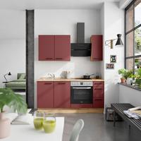 Küchenblock Easytouch High m. Geräten Dunkelrot - Eichefarben/Schwarz, MODERN, Holzwerkstoff/Metall (180cm) - Nobilia