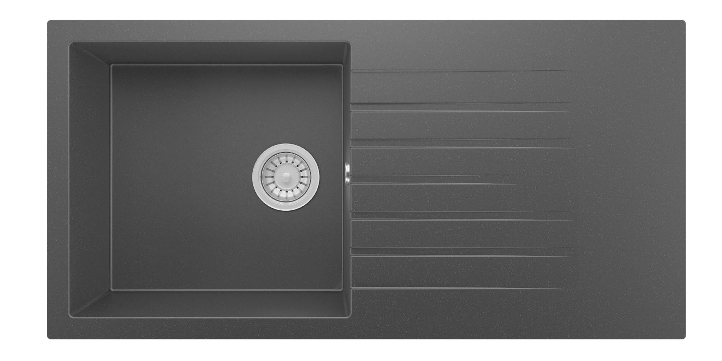 Spüle Almonto Schwarz - Schwarz, Trend, Stein (100/22/50cm) - Respekta