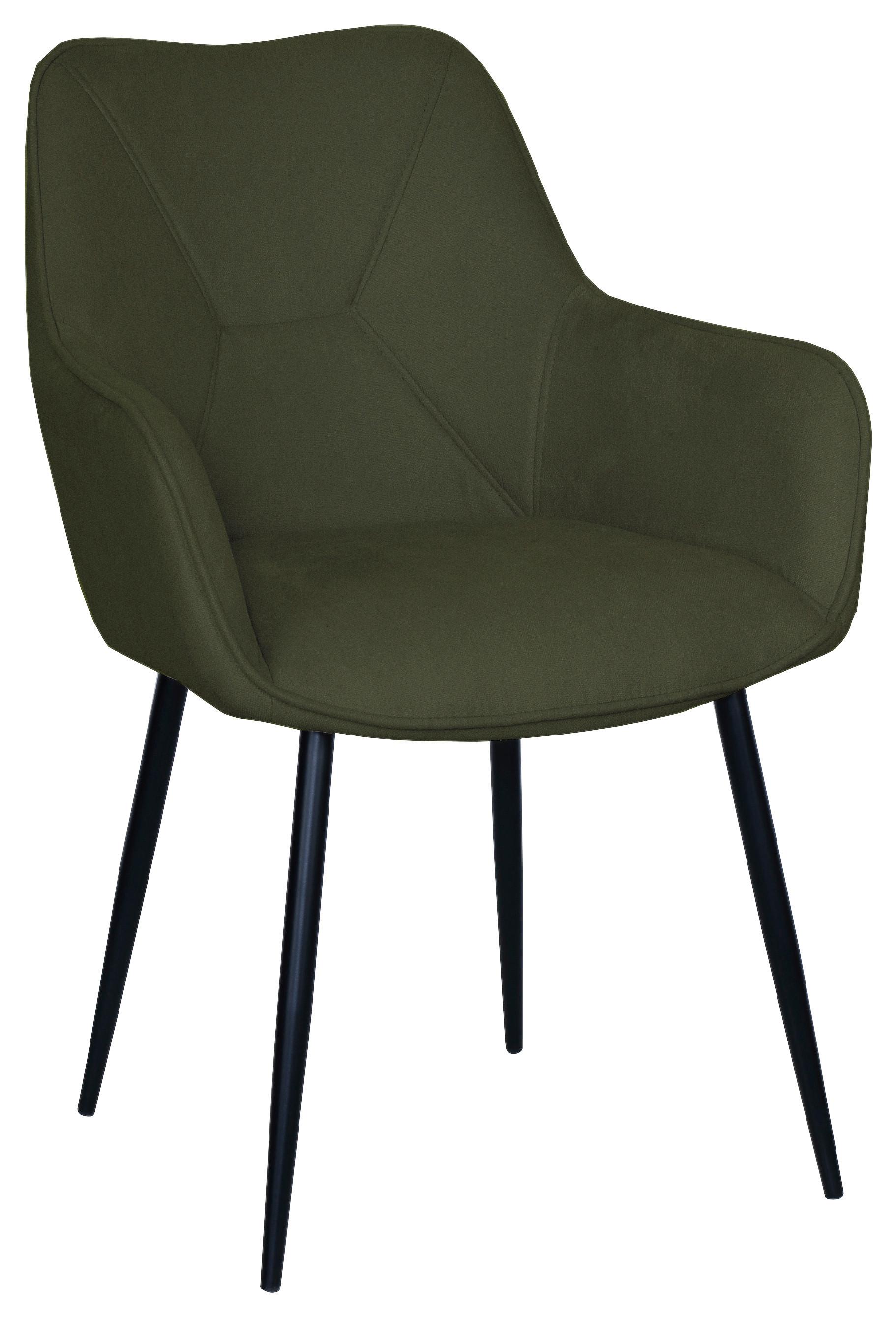 Armlehnstuhl Elena Grün - Schwarz/Grün, MODERN, Holz/Textil (57/85/60cm) - Based