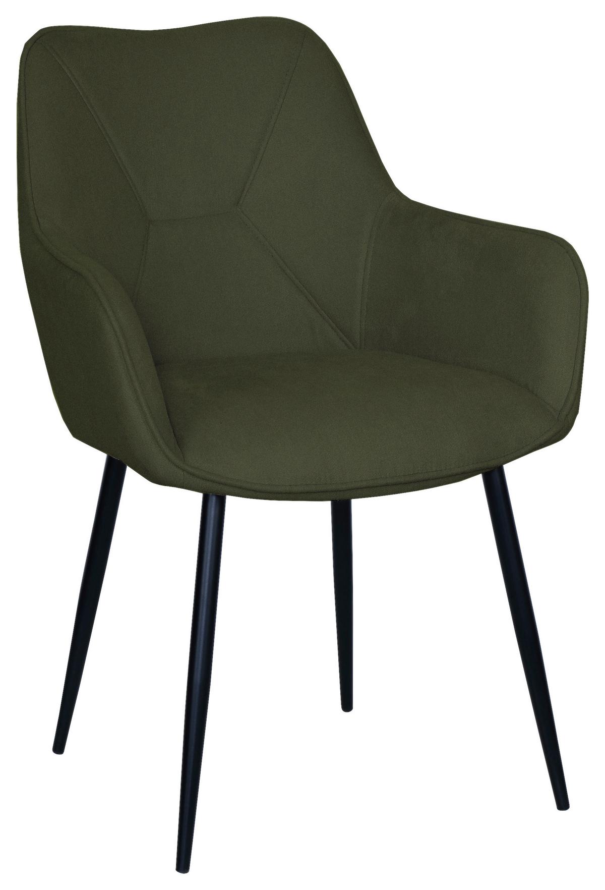 Armlehnstuhl Elena Grün - Schwarz/Grün, MODERN, Holz/Textil (57/85/60cm) - Based