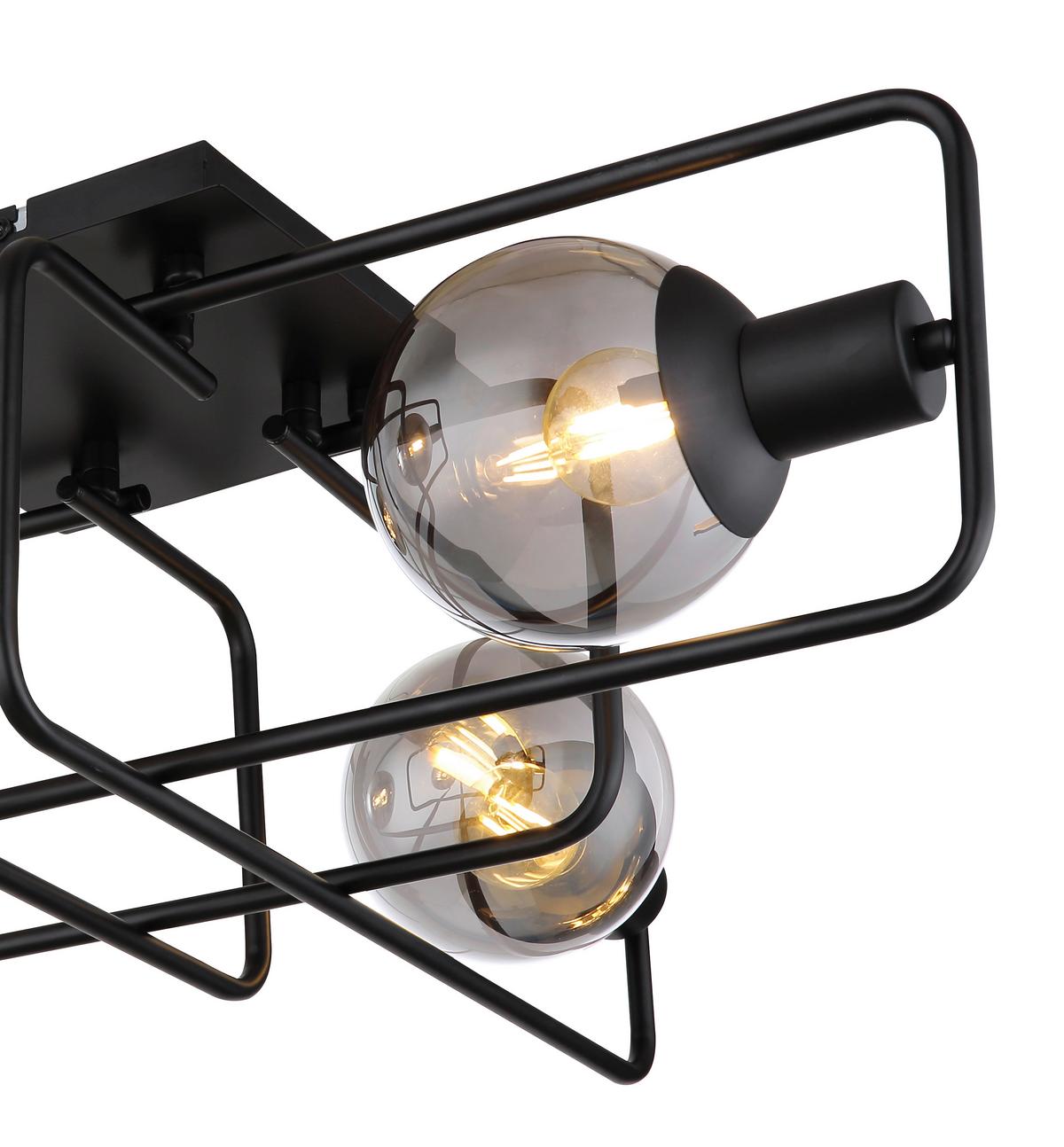 DECKENLEUCHTE 15830-4D - Schwarz, Design, Glas/Metall (61/61/20cm) - Globo