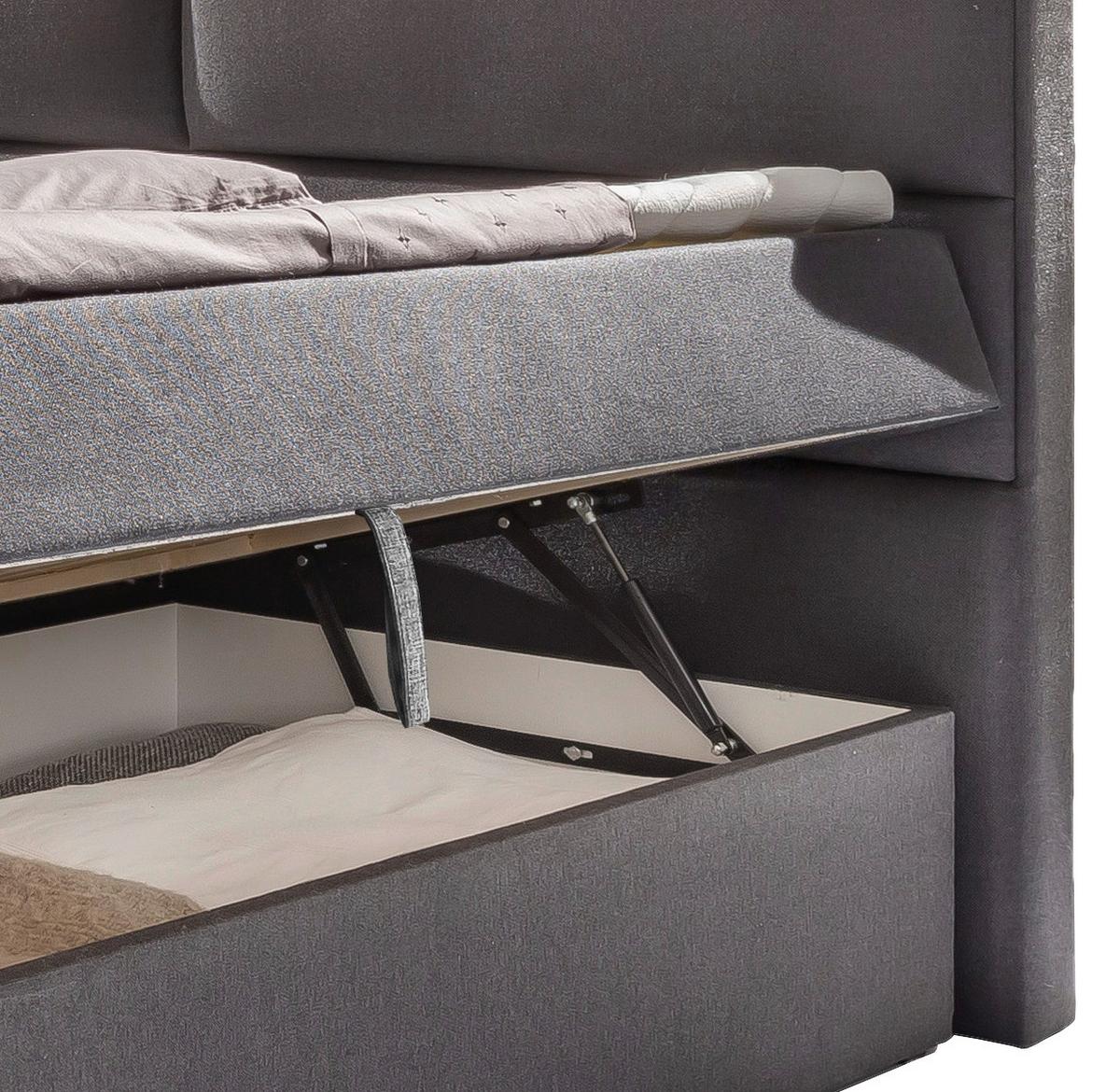 ŁÓŻKO BOXSPRING MERCURA 180X200 GRAPHIT - kolor grafitowy/szary, Modern, materiał drewnopochodny/tkanina (180/200cm) - MID.YOU