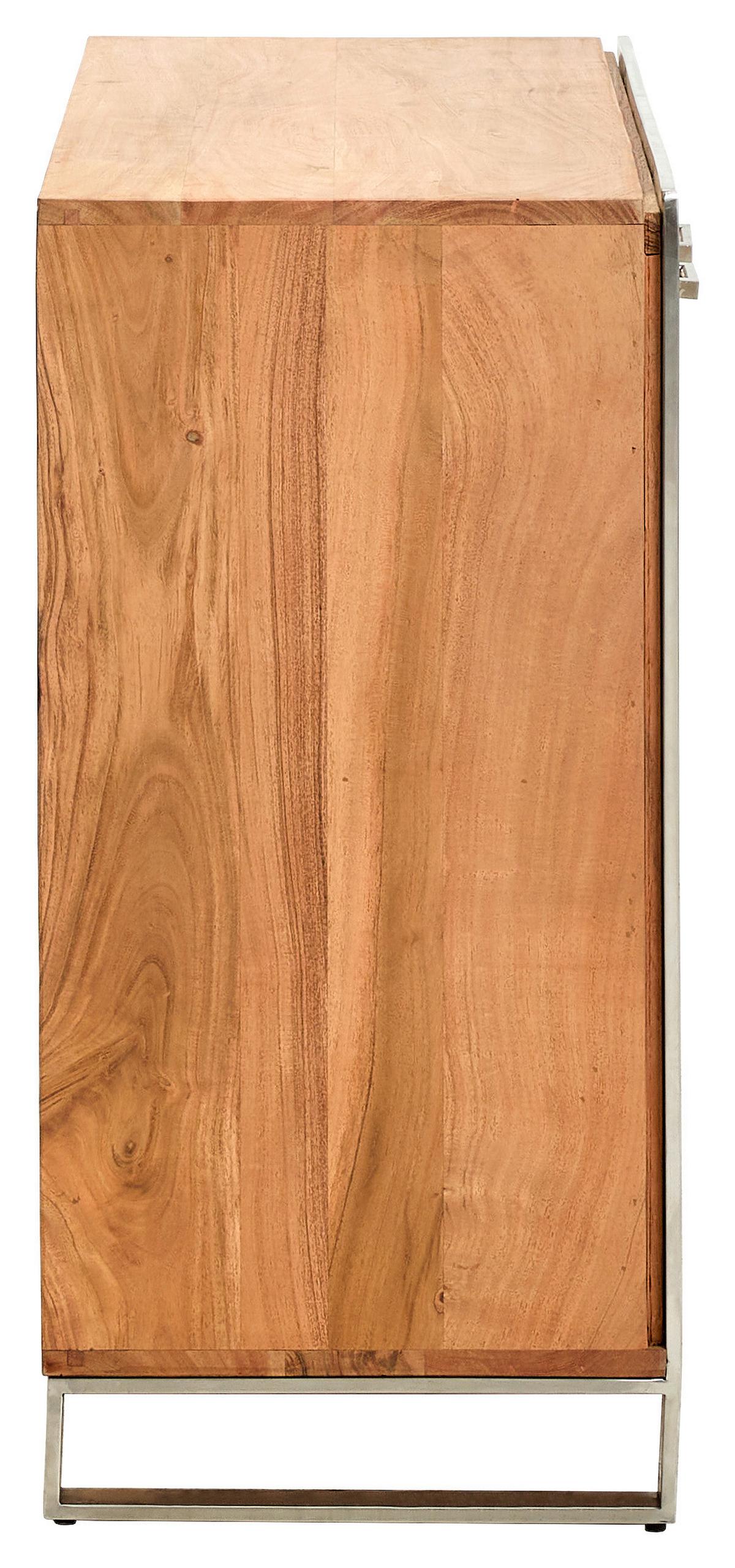 KOMODA SYLVIA - kolor akacjowy/kolor srebrny, Konventionell, metal/drewno (100/85/40cm) - Livetastic