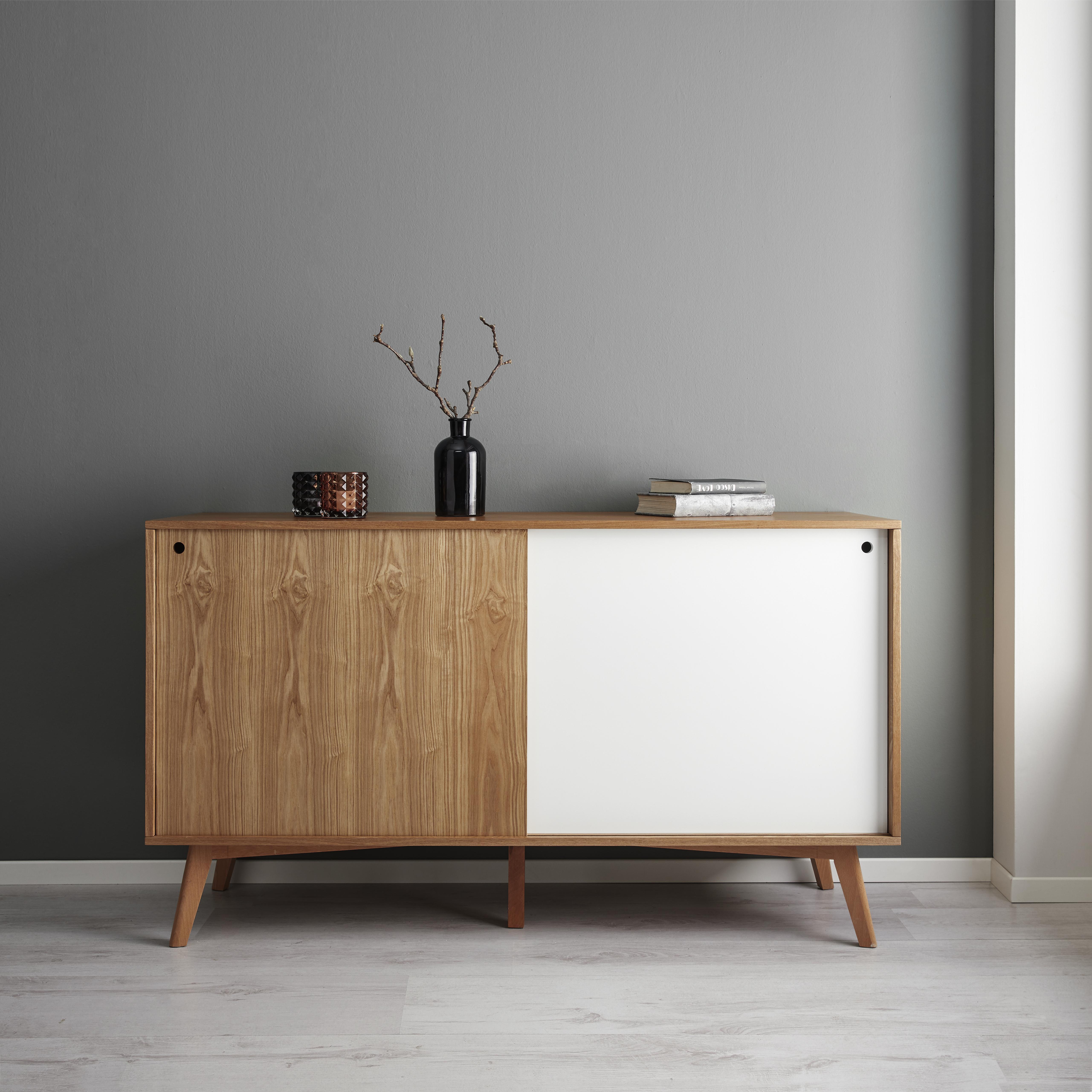 Sideboard in Eschefarben/Weiß 'Jillian' - Eschefarben/Weiß, MODERN, Holz (140/80/45cm) - Bessagi Home