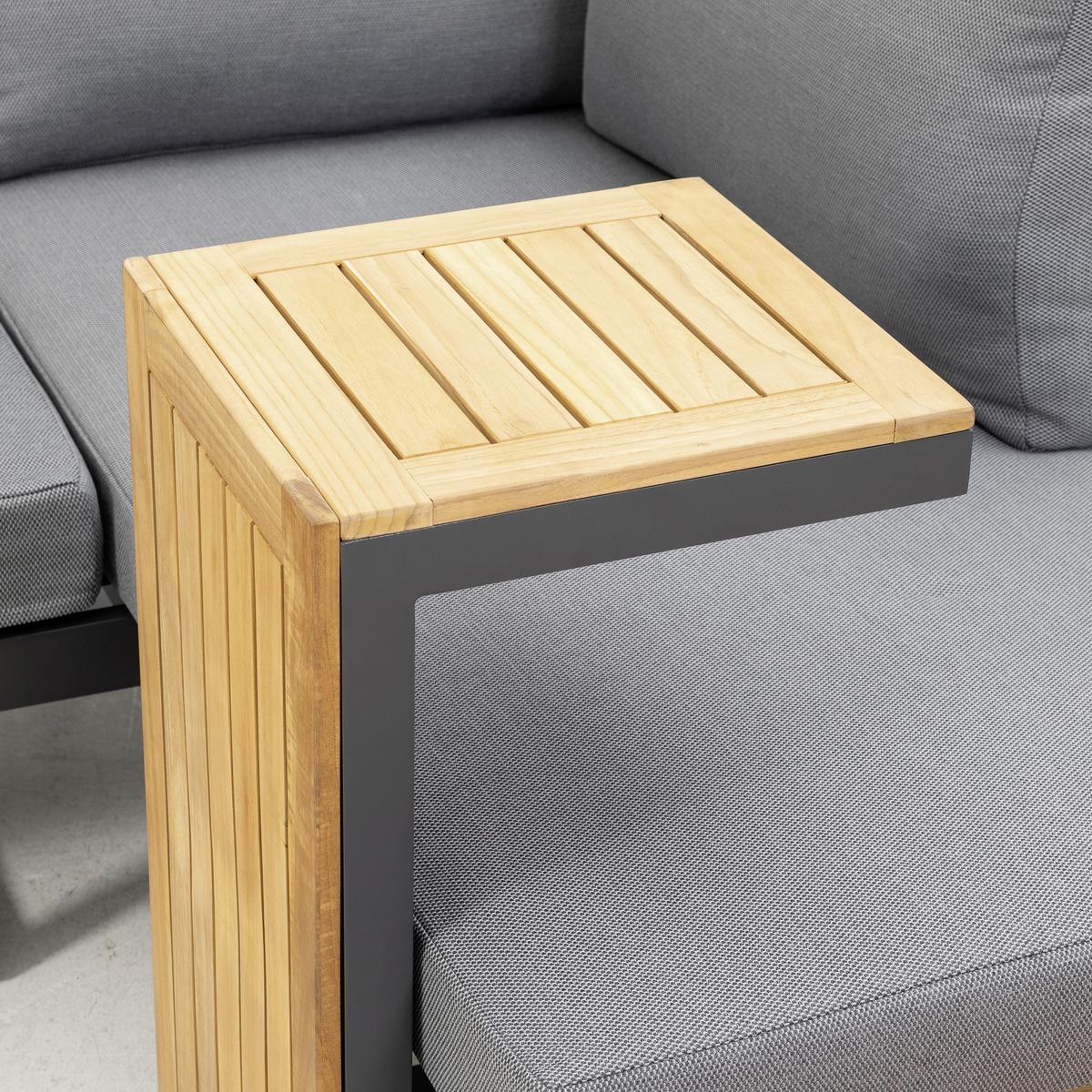 Loungegarnitur 3-tlg. Samara Holz/Metall/Textil mit Kissen - Anthrazit/Grau, Basics, Holz/Textil (253/70/175cm) - Gardenson