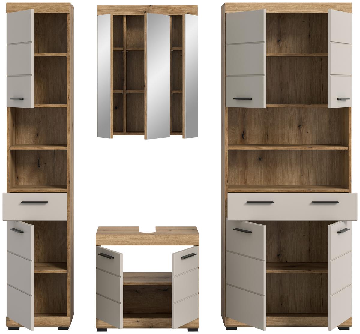 Badezimmer Scout 4-tlg. ca. 171 cm Kaschmir - Kaschmir/Schwarz, MODERN, Holzwerkstoff/Kunststoff (171cm) - MID.YOU