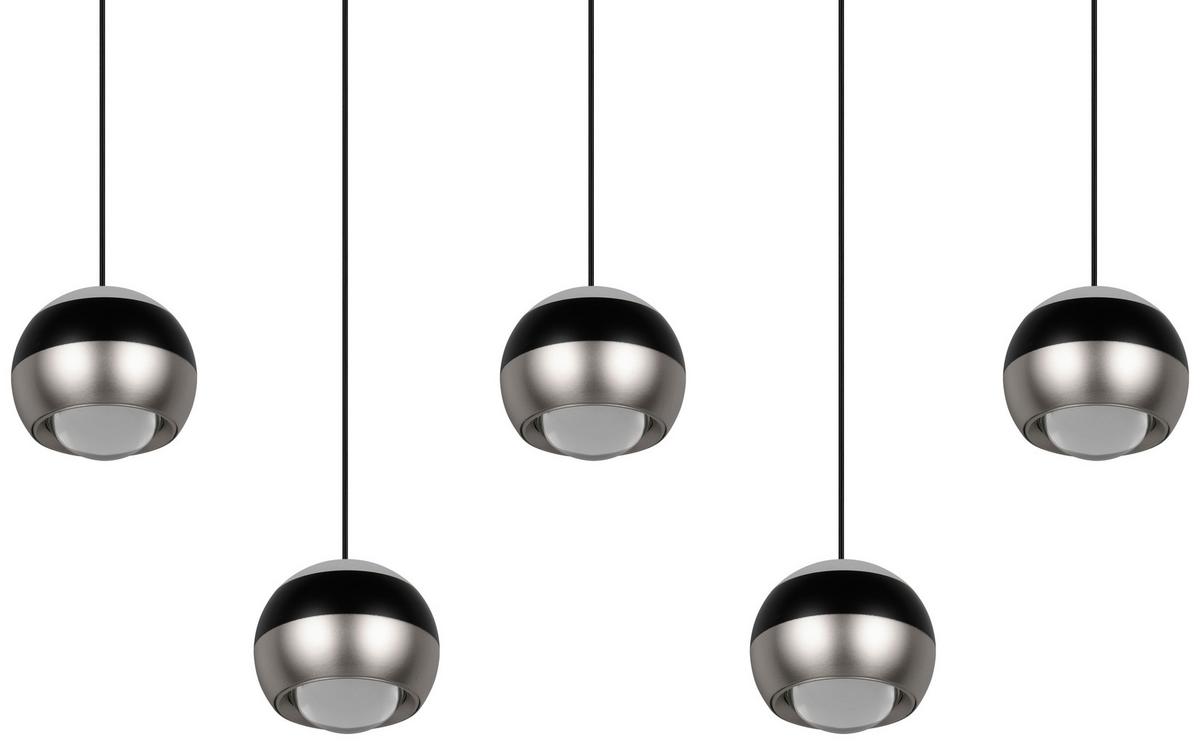 LED-Hängeleuchte Orbit Schwarz/Nickelfarben max. 8 W - Schwarz/Nickelfarben, Design, Metall (100/10,5/200cm) - Trio Leuchten