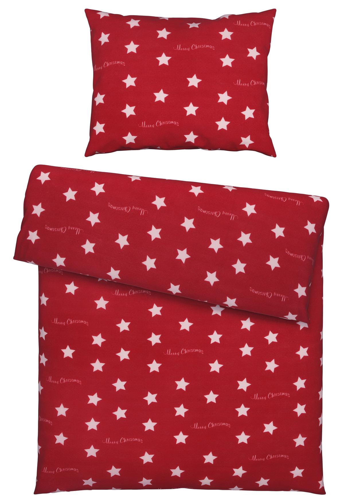 Bettwäsche Stars in Rot ca. 160x210cm - Rot, Konventionell, Textil (160/210cm) - Modern Living