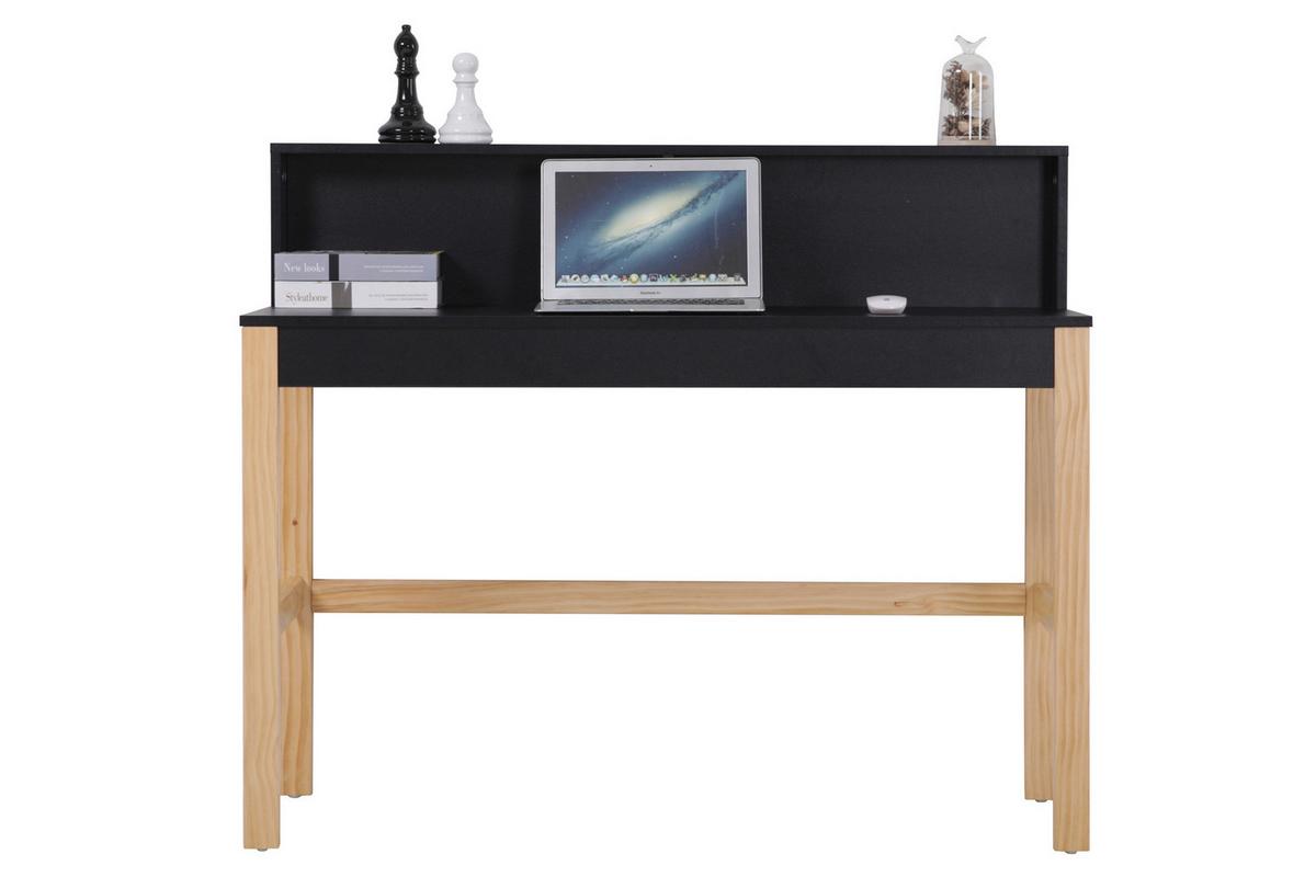 Schreibtisch inkl. Aufsatz Naturfarben/Schwarz - Schwarz/Naturfarben, Design, Holz/Holzwerkstoff (120/45/101cm) - Livetastic