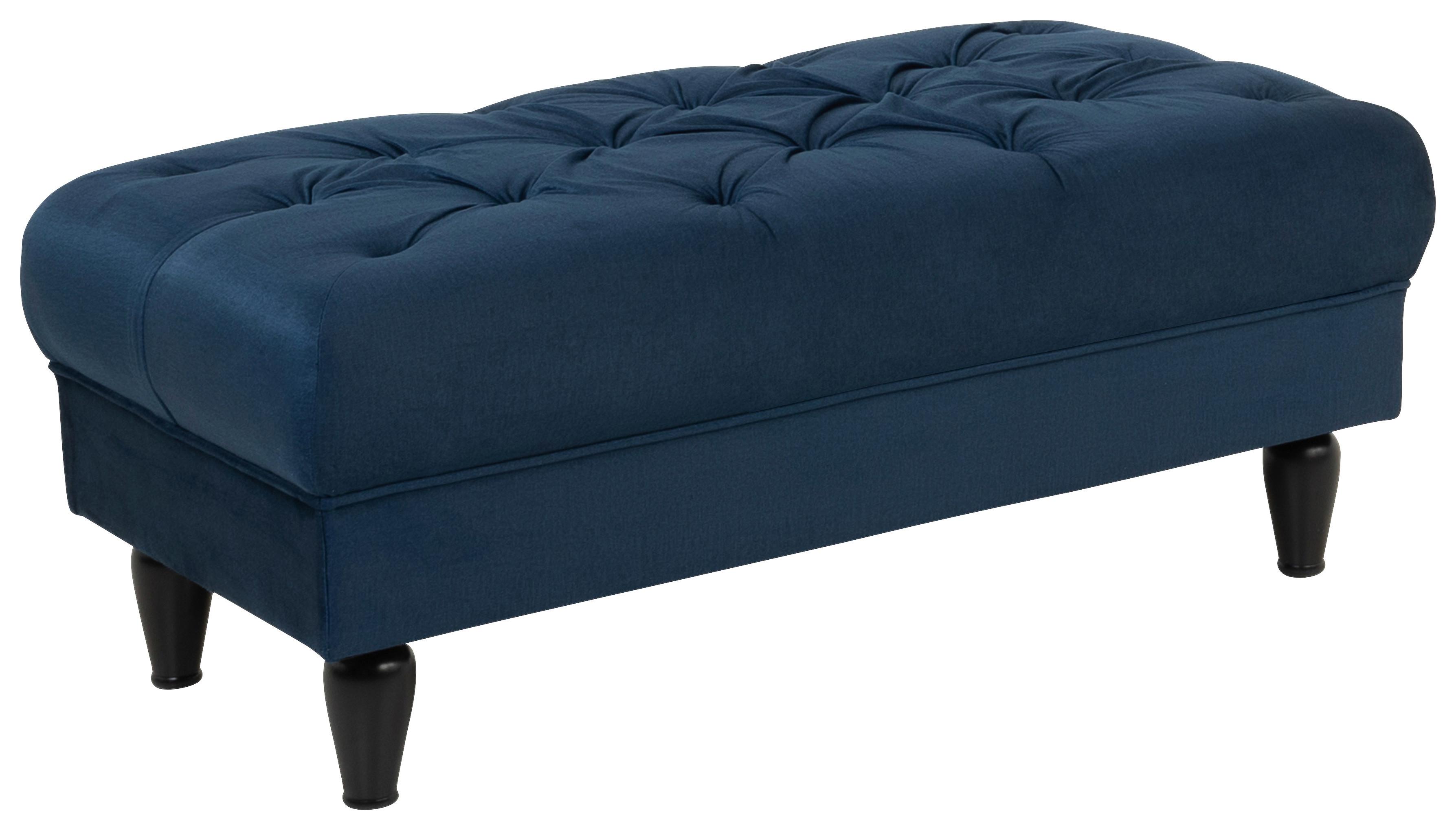 Tabure Cupido, Temno Modra - črna/temno modra, Design, tekstil/les (110/44/56cm) - MID.YOU