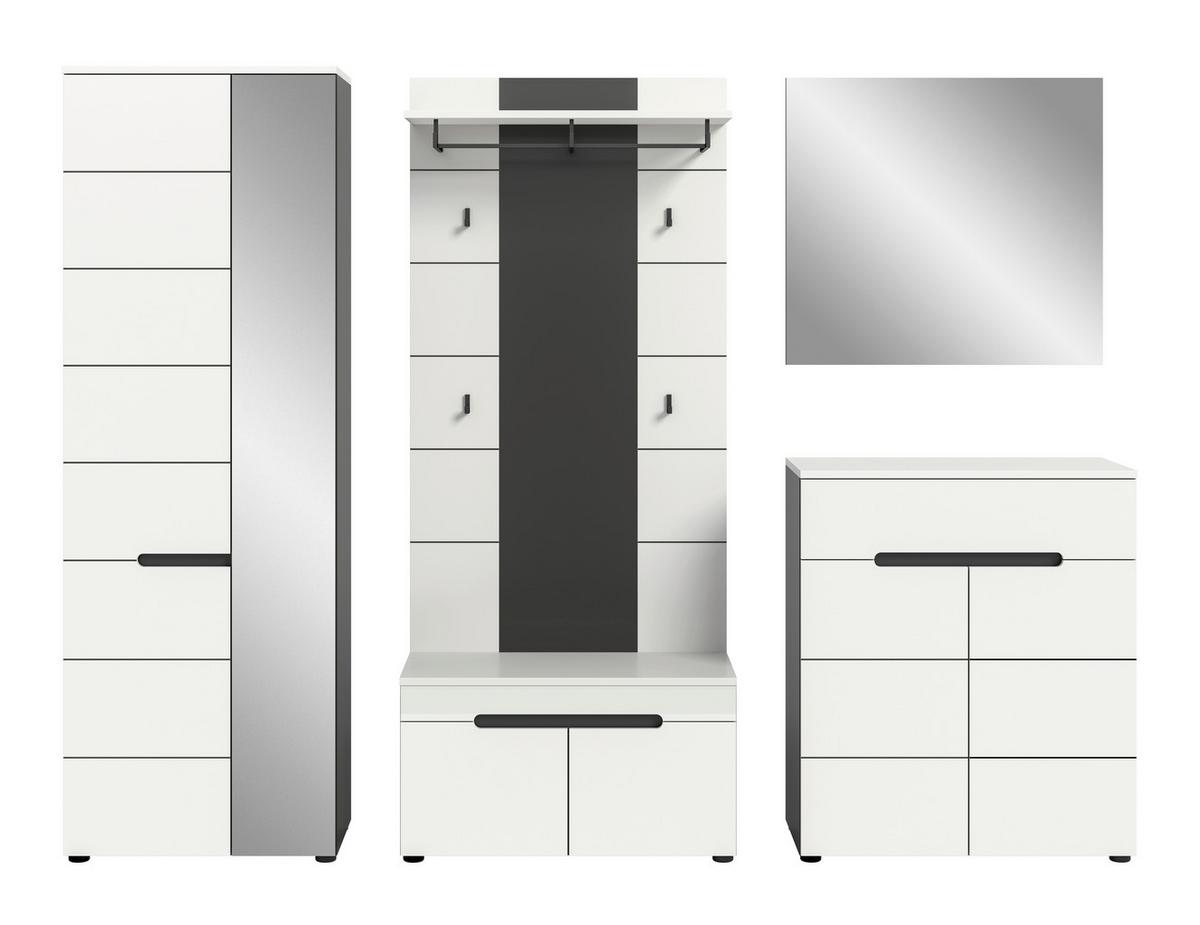 Predsoba Canu, Bela, Siva, 5-Delna - siva/bela, Design, leseni material (255/190/37cm) - Livetastic