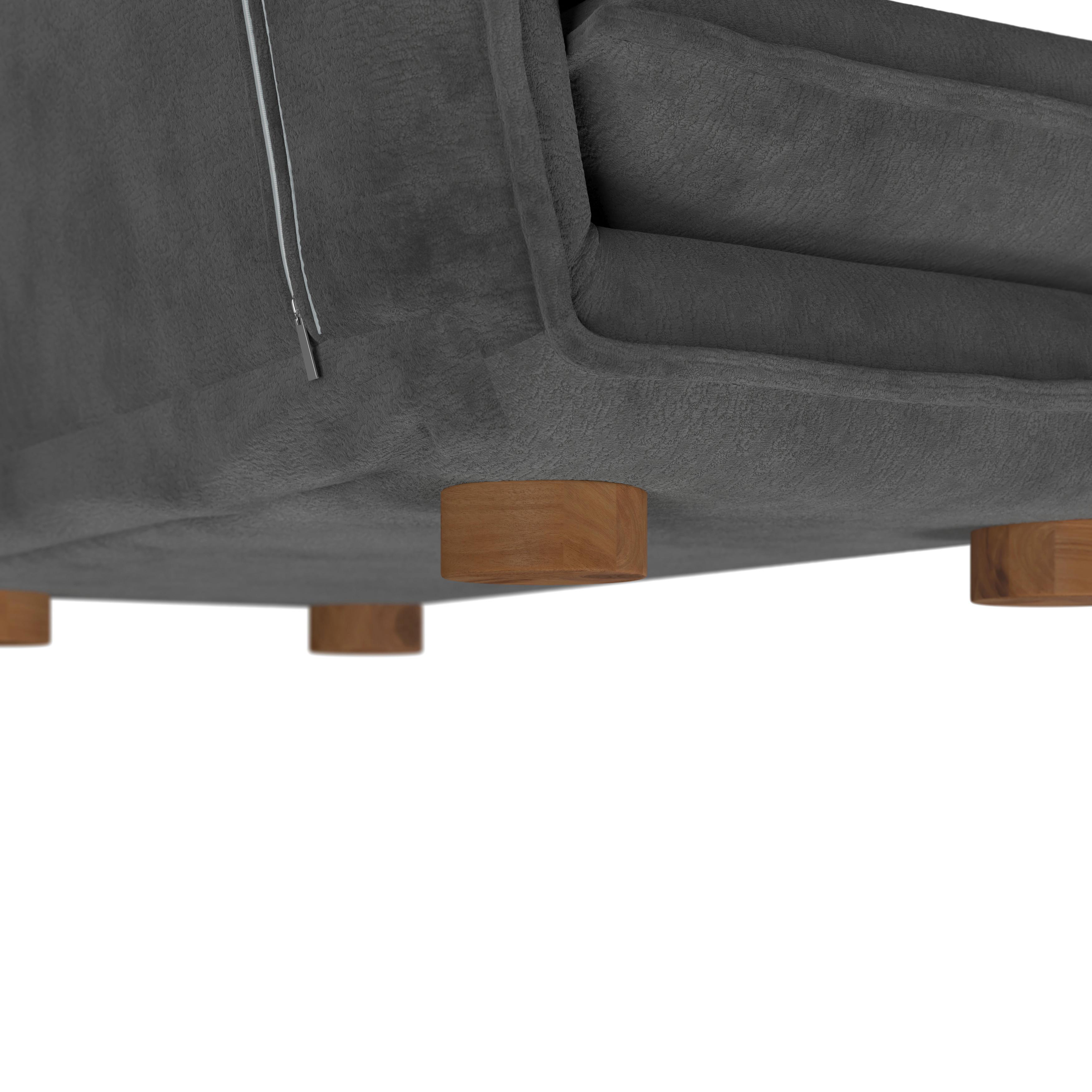 BÄDDSOFFA BELLA - mörkgrå/naturfärgad, Modern, metall/trä (141/77/85cm) - Bessagi Home