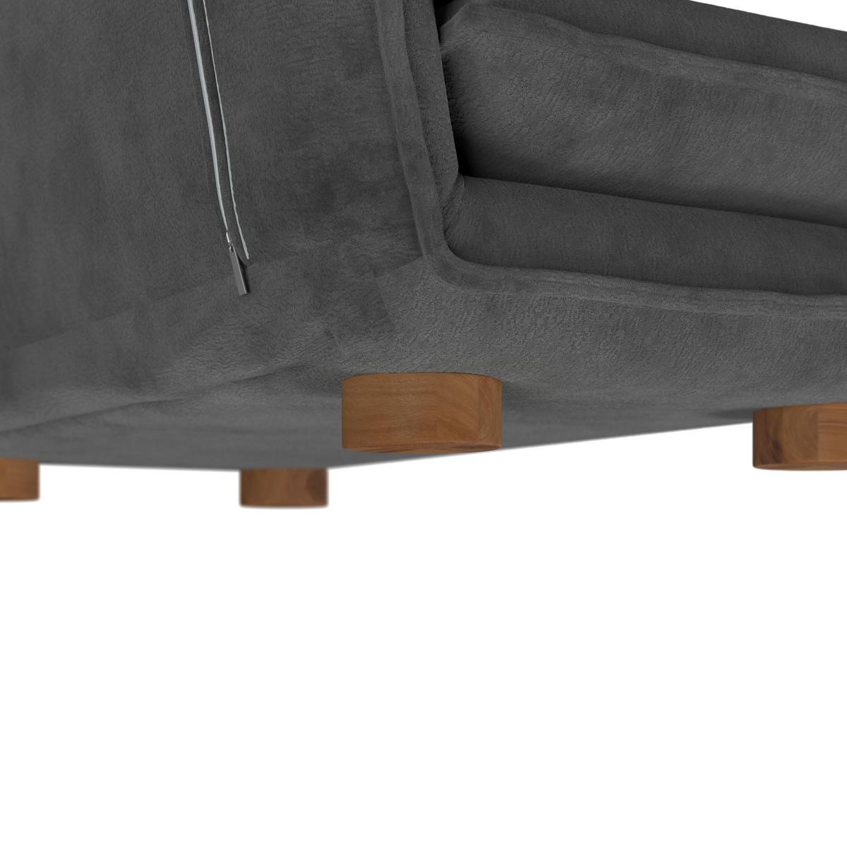 Schlafsofa Bella Dunkelgrau Bouclé - Dunkelgrau/Naturfarben, MODERN, Holz/Textil (141/77/85cm) - Bessagi Home