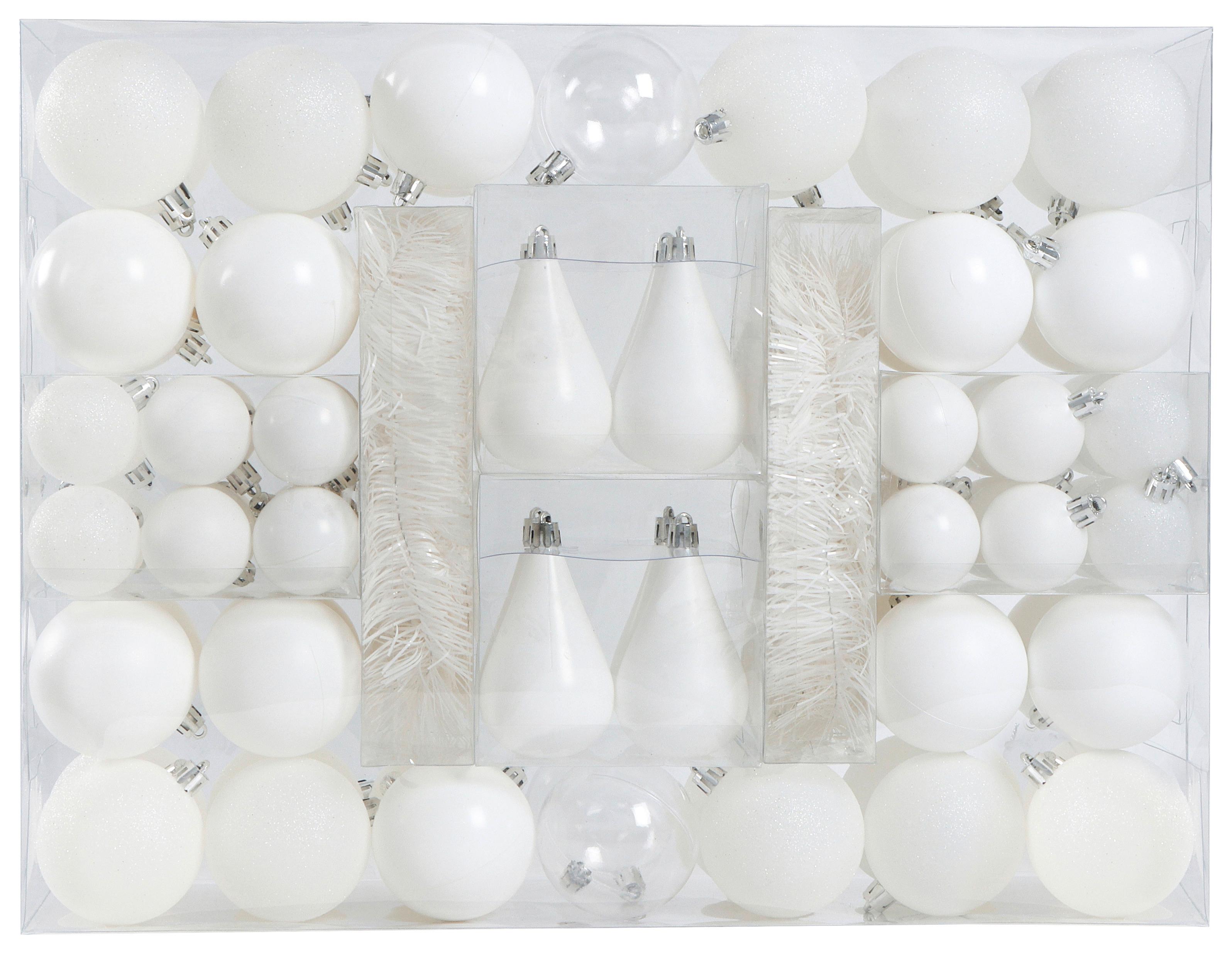 Christbaumkugel-Set Joy Weiß - Weiß, Kunststoff - Mömax