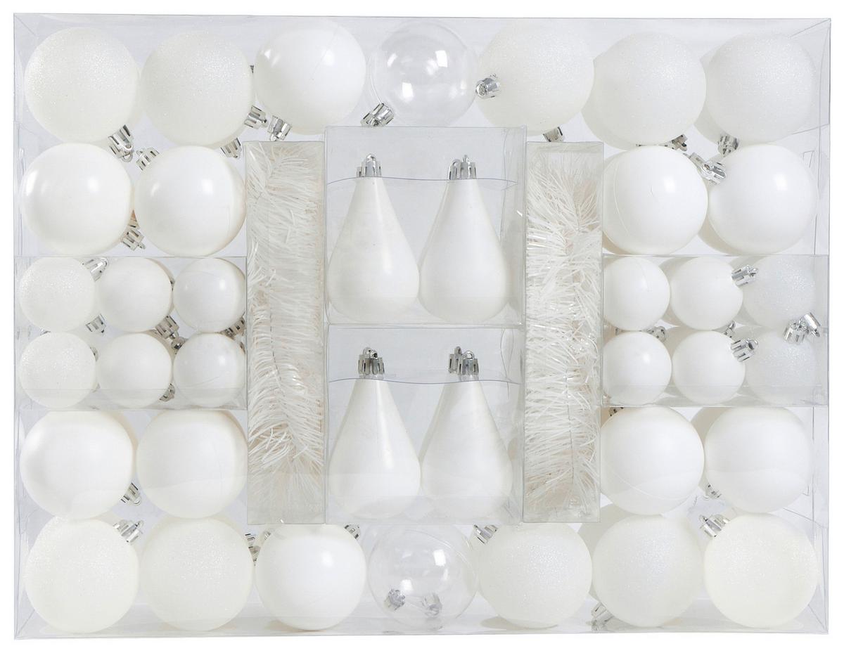 Christbaumkugel-Set Joy Weiß - Weiß, Kunststoff - Mömax