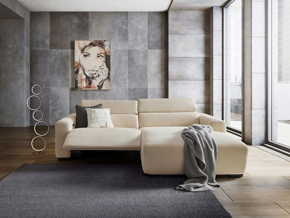 Canapé d'angle Bondico 255 Beige - beige/noir, Modern, métal/textile (255/170cm) - Mömax
