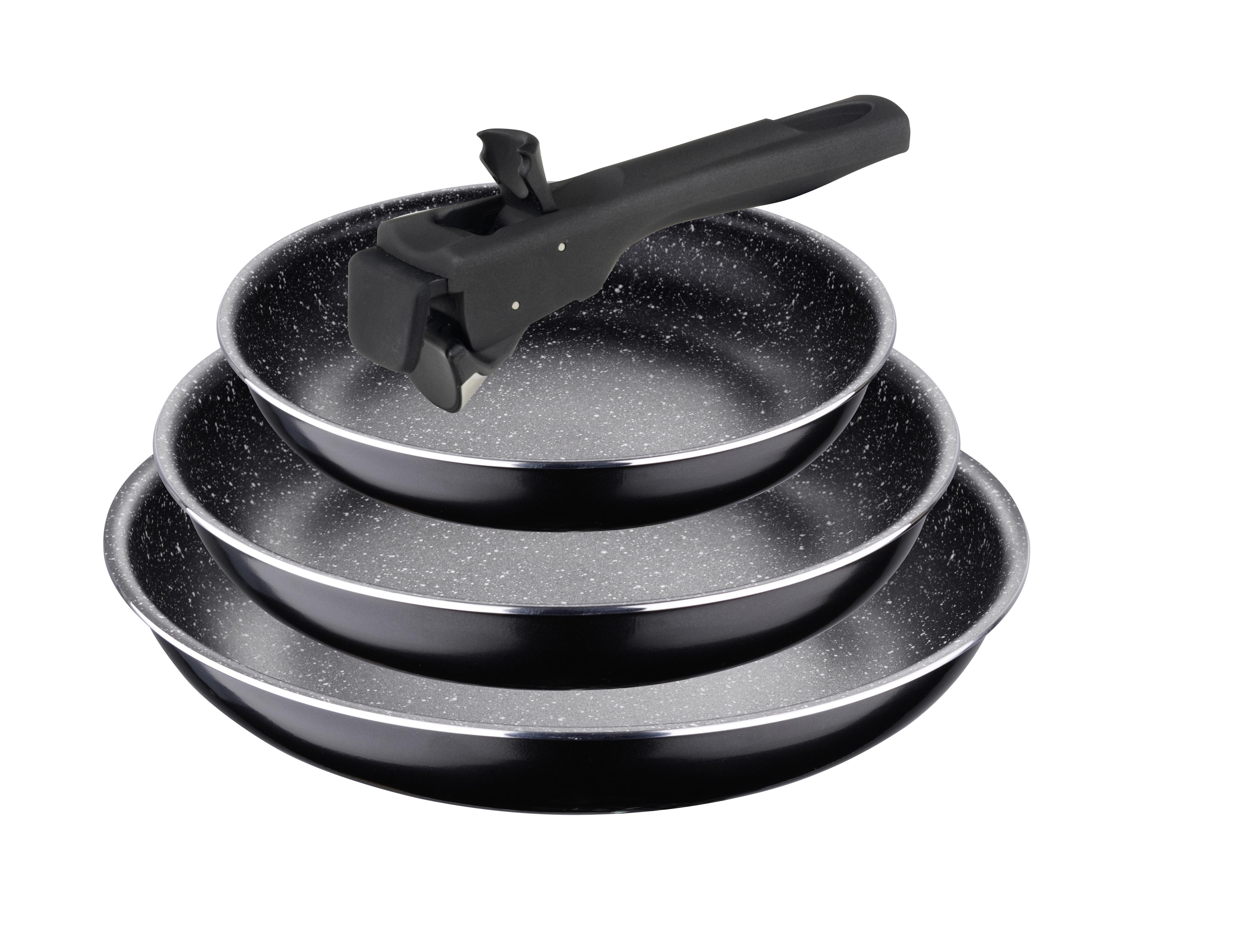 Pfannenset Click &Cook Ø ca. 20/22/26cm, 4-teilig - Schwarz, MODERN, Kunststoff/Metall (20/22/26cm)