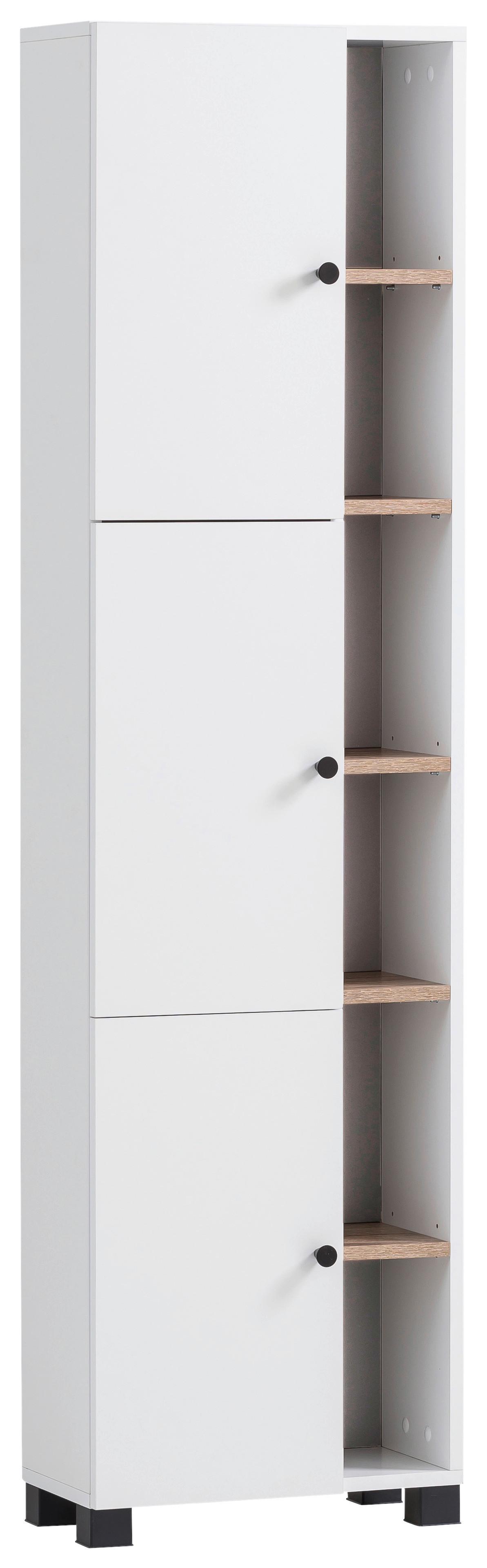 Hochschrank Balto Weiß - Schwarz/Weiß, MODERN, Holzwerkstoff/Kunststoff (45/168/23,4cm) - MID.YOU